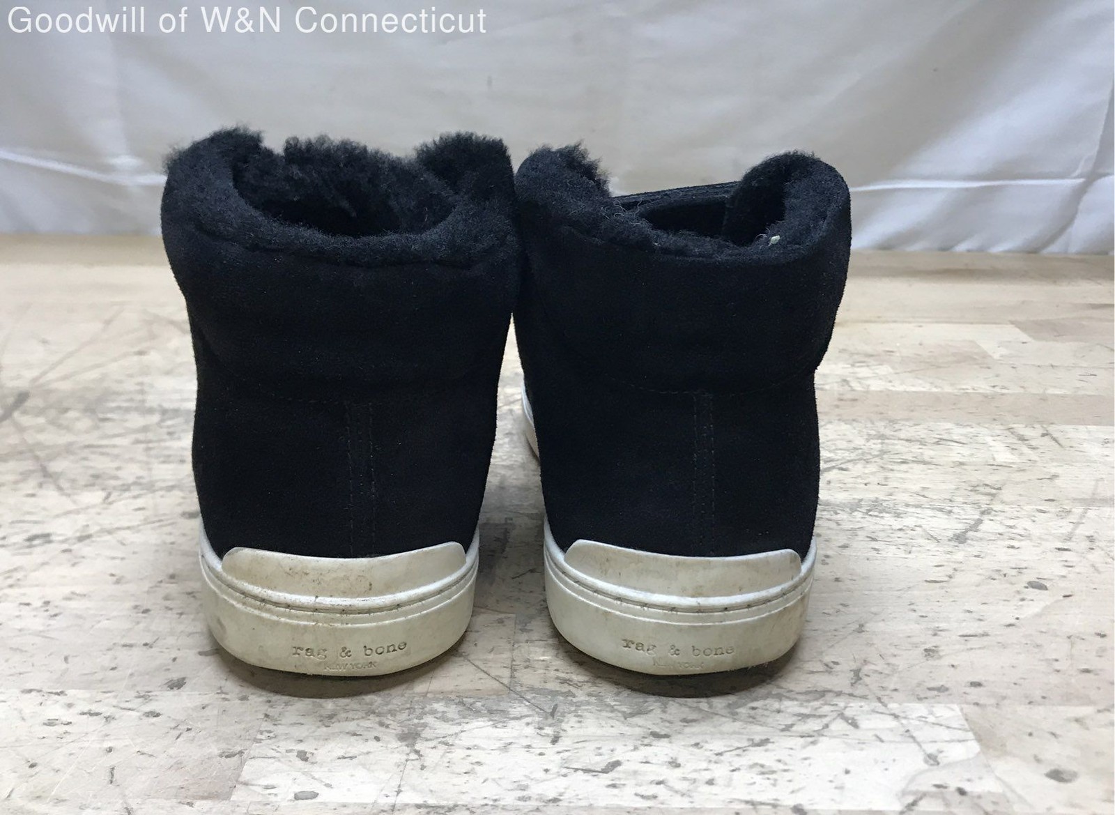 Rag & Bone Kent Desert Shearling Black Suede Sneakers Size 39.5