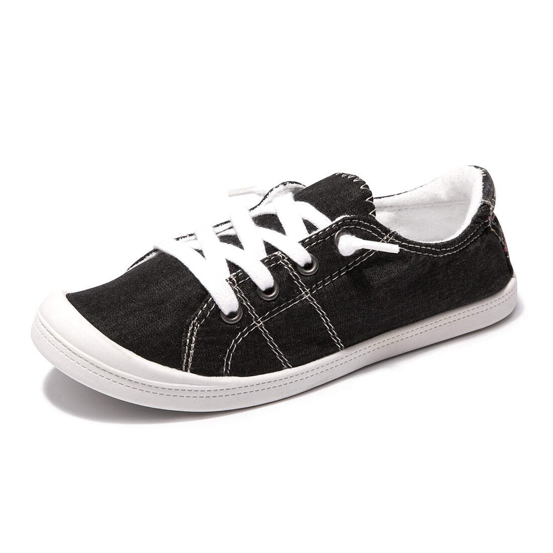 Women Canvas Slip On Sneakers Lightweight Non Slip Casual Walking Flat Shoes