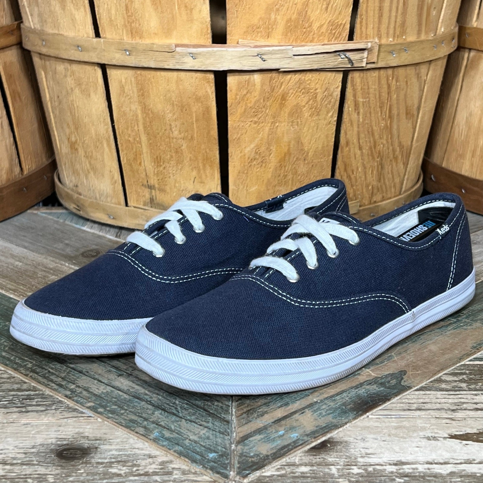 Keds Champion Originals Blue Canvas White Sneakers Shoes Womens Size 9