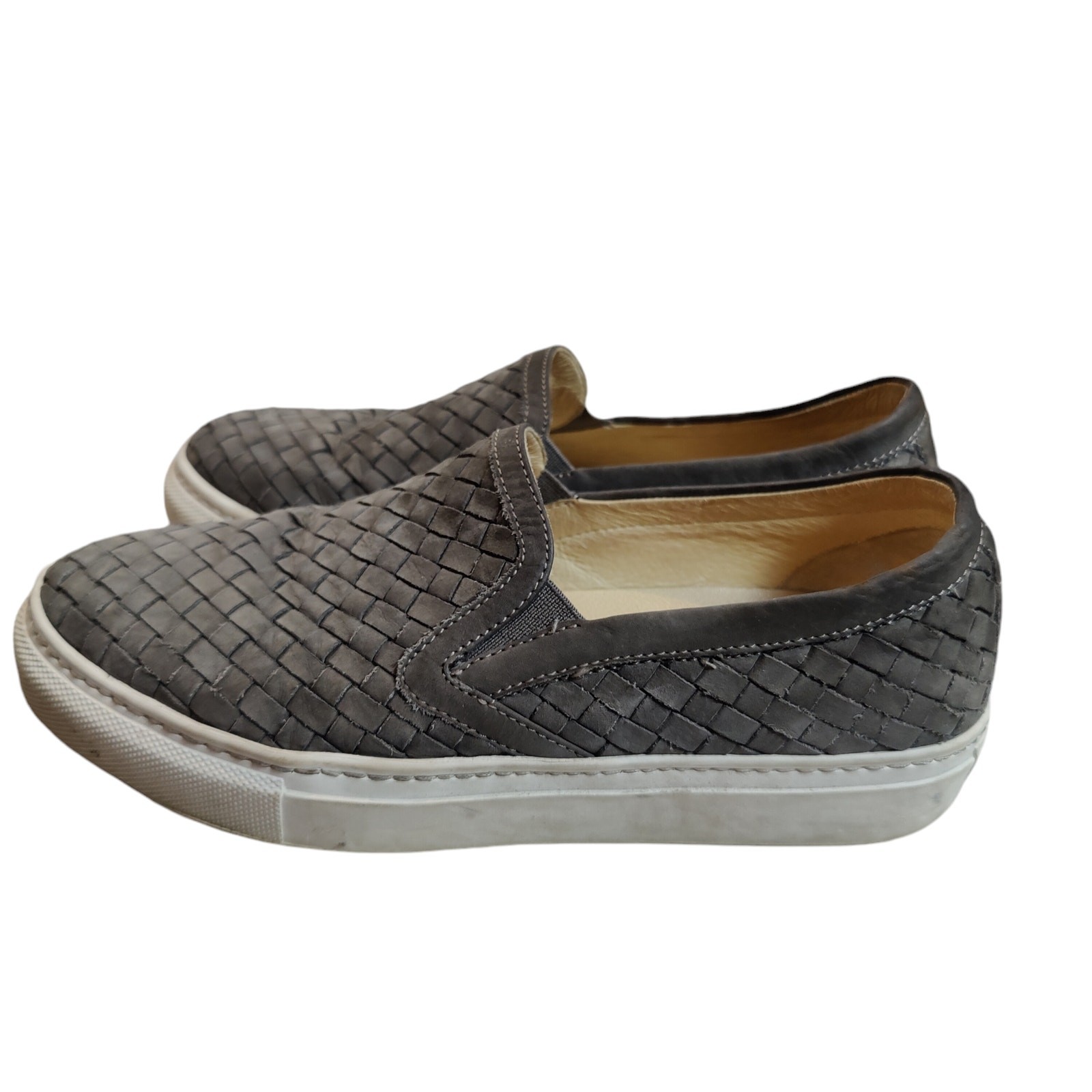 M Gemi Sz 36.5 EU 6.5 US Cerchio Gray Nubuck Woven Leather Slip On Sneakers