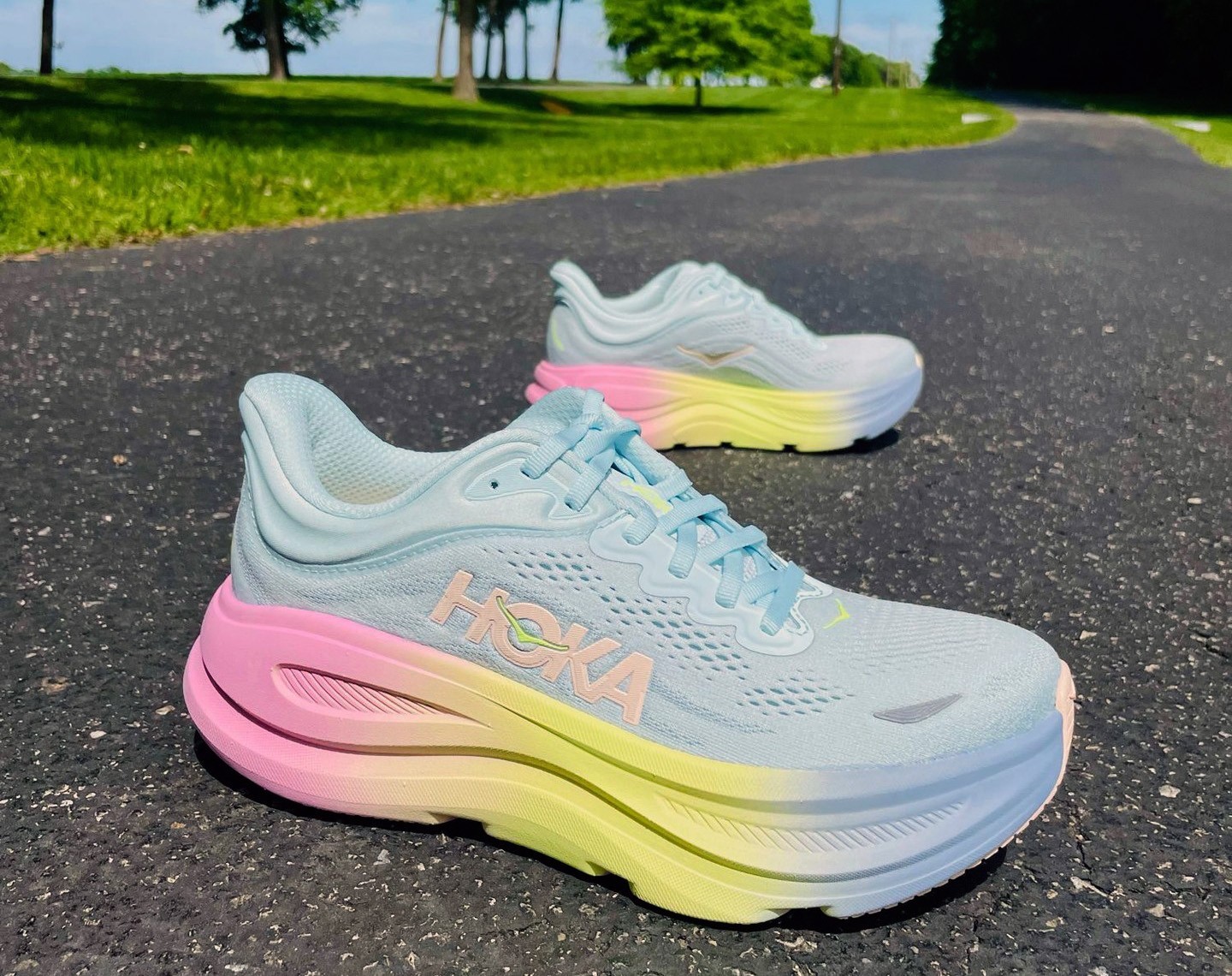 New Hoka Bondi 9 Womens Color Glimmering Blue/Overcast Size 8.5