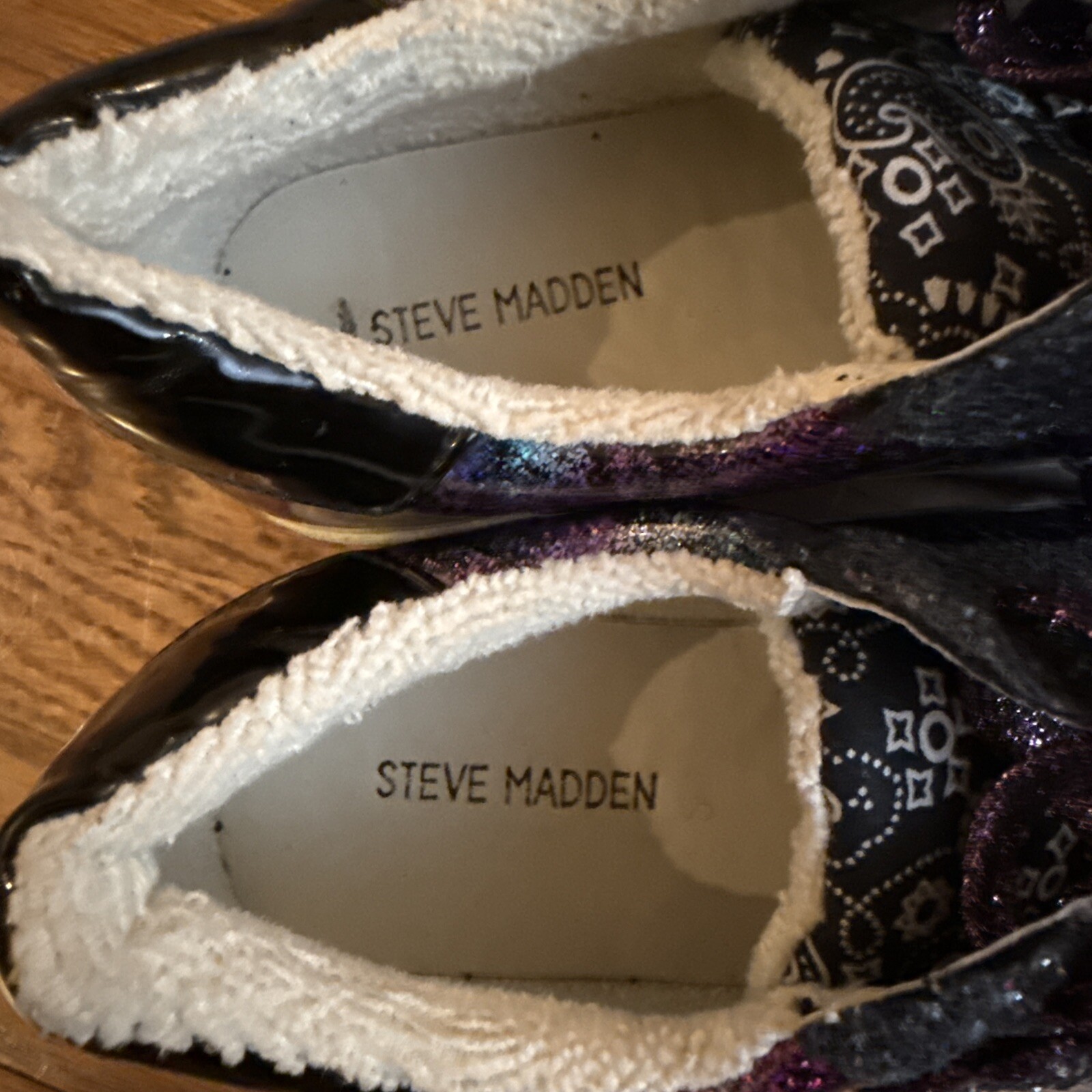 Steve Madden Black Purple Sparkly Casual Tennis Shoes Womens Girls School 5