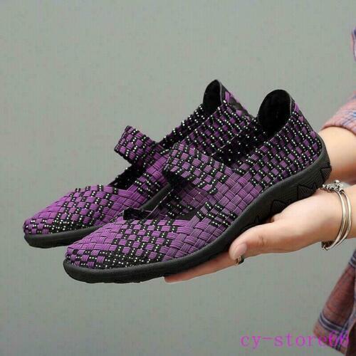 Womens Walking Shoes Slip on Woven Flat Lightweight Fashion Sneakers Weave Girl