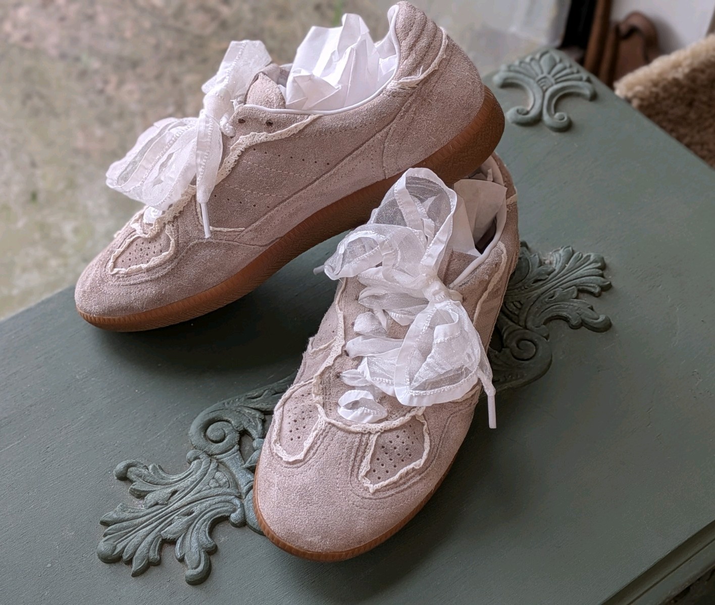 PO Alohas TB.490 Rife Crochet Cream Neutral Sneakers Womens Size 8 / 8.5 Euro 39