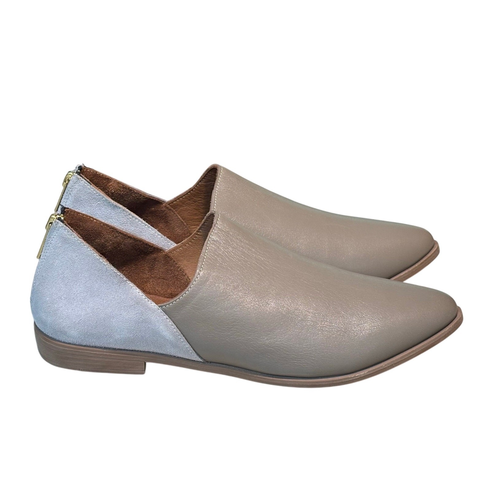 Bueno Beau Pointed Toe Loafer Slip on Leather Suede Gray Quiet Luxury Shoes 39