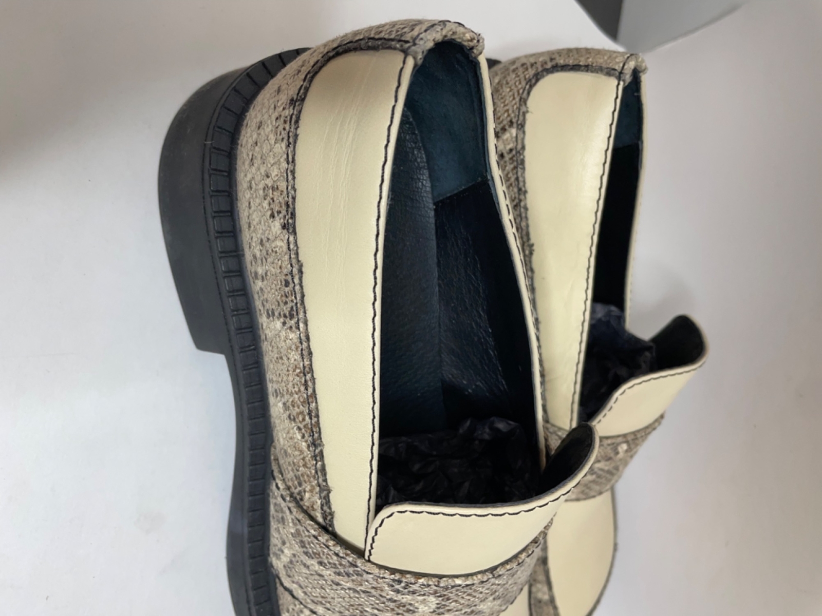 Urban Outfitters E8 by Miista Iona Cream Snake Leather Loafer Size 41 US 10.5 NE