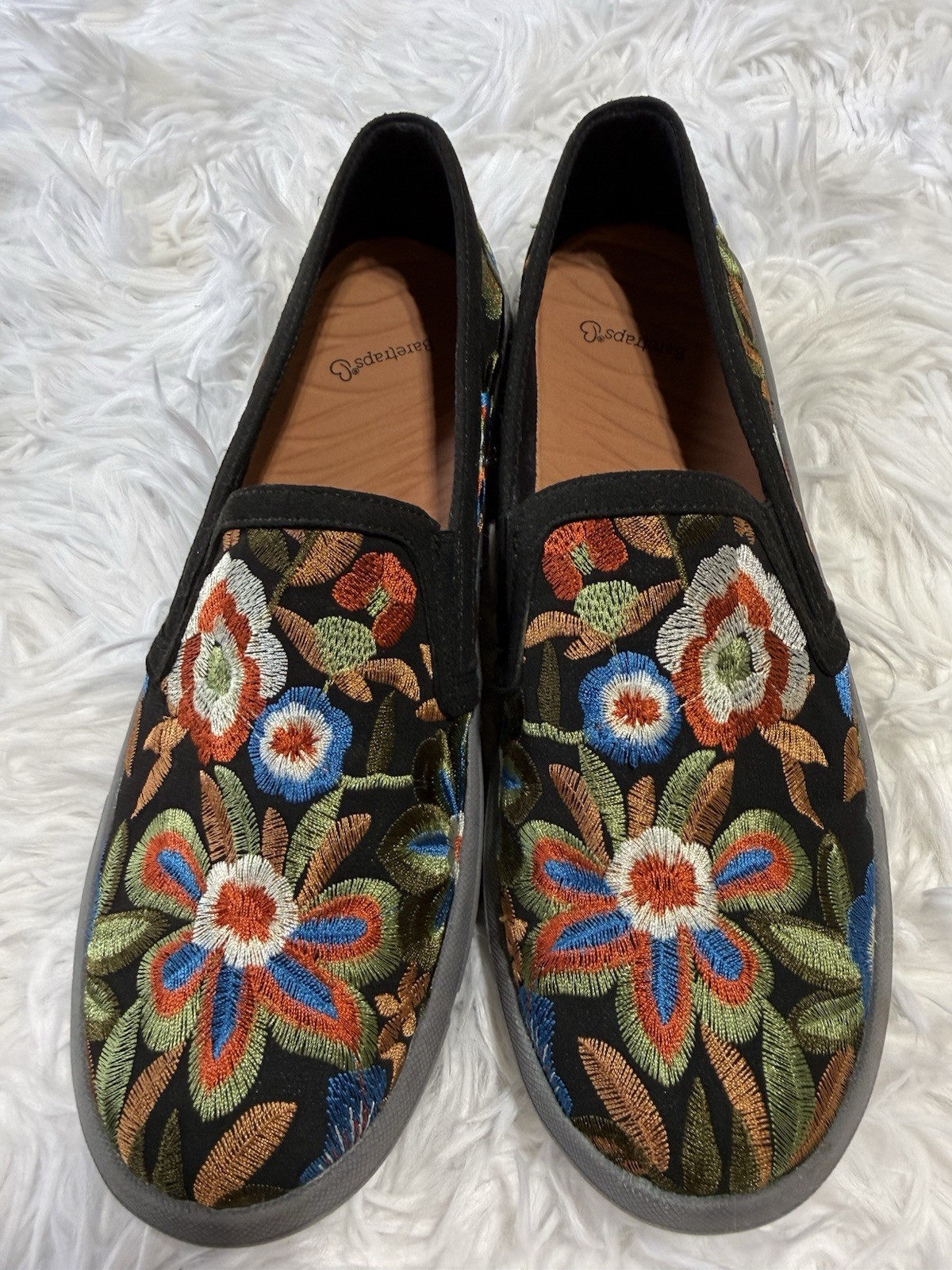 Baretraps Women’s 11 Beech Floral Embroidered Slip-On Casual Shoes Black Boho