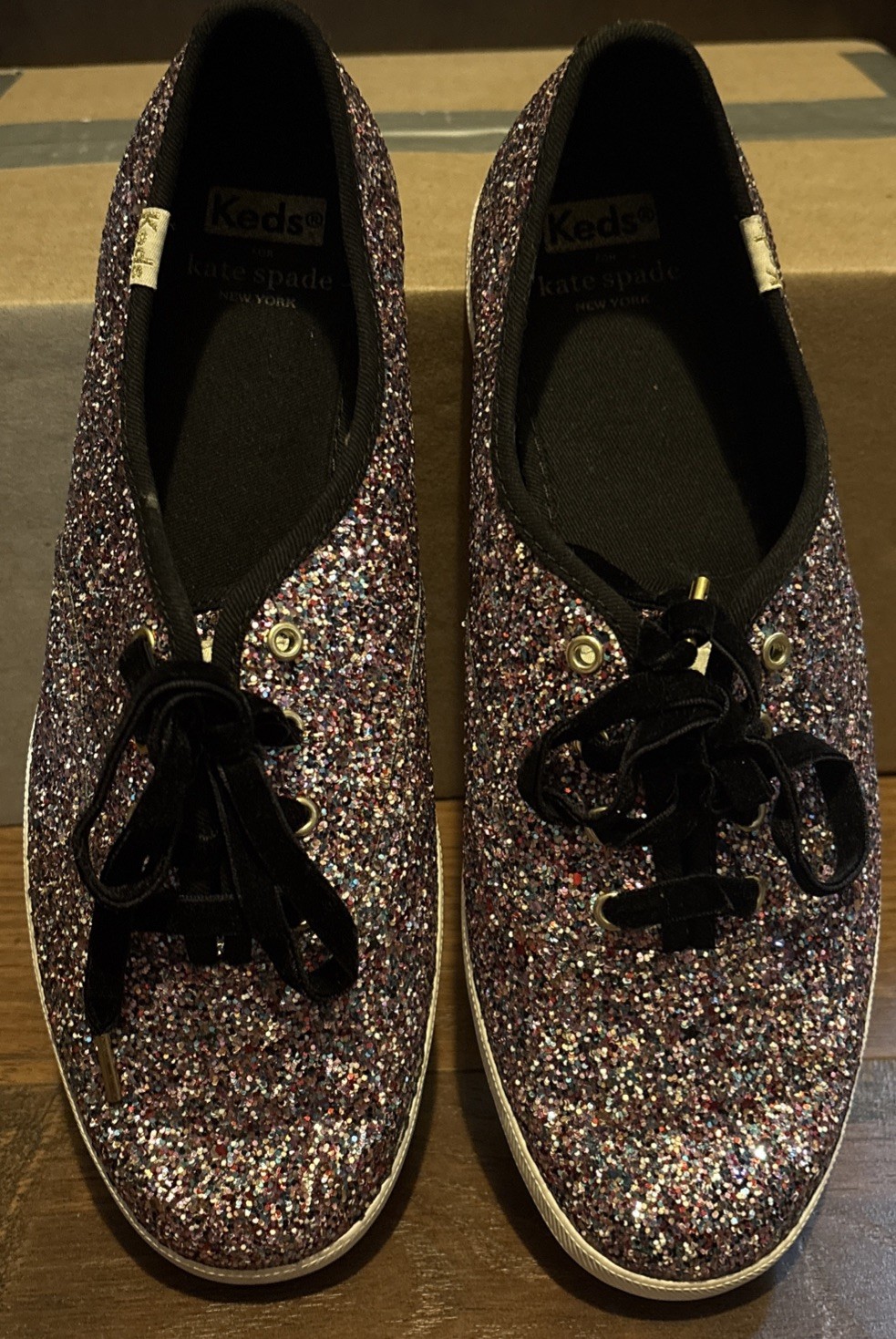 Kate Spade X Keds Sneakers Women’s Size 8.5 Deep Purple Glitter