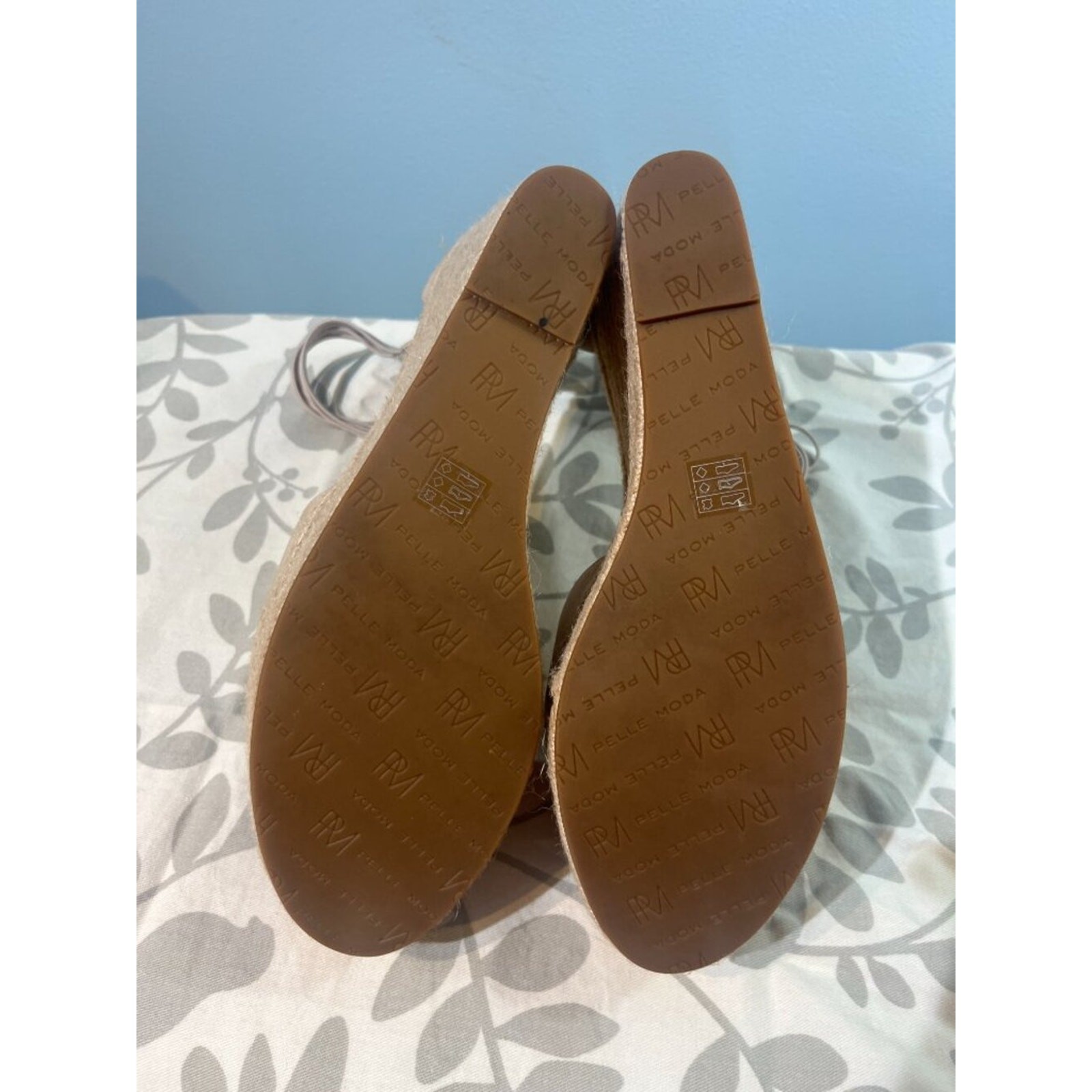 Summer dressy Nude Espadrille Platform Wedge Sandals Elastic Ankle Strap Sz 9.5
