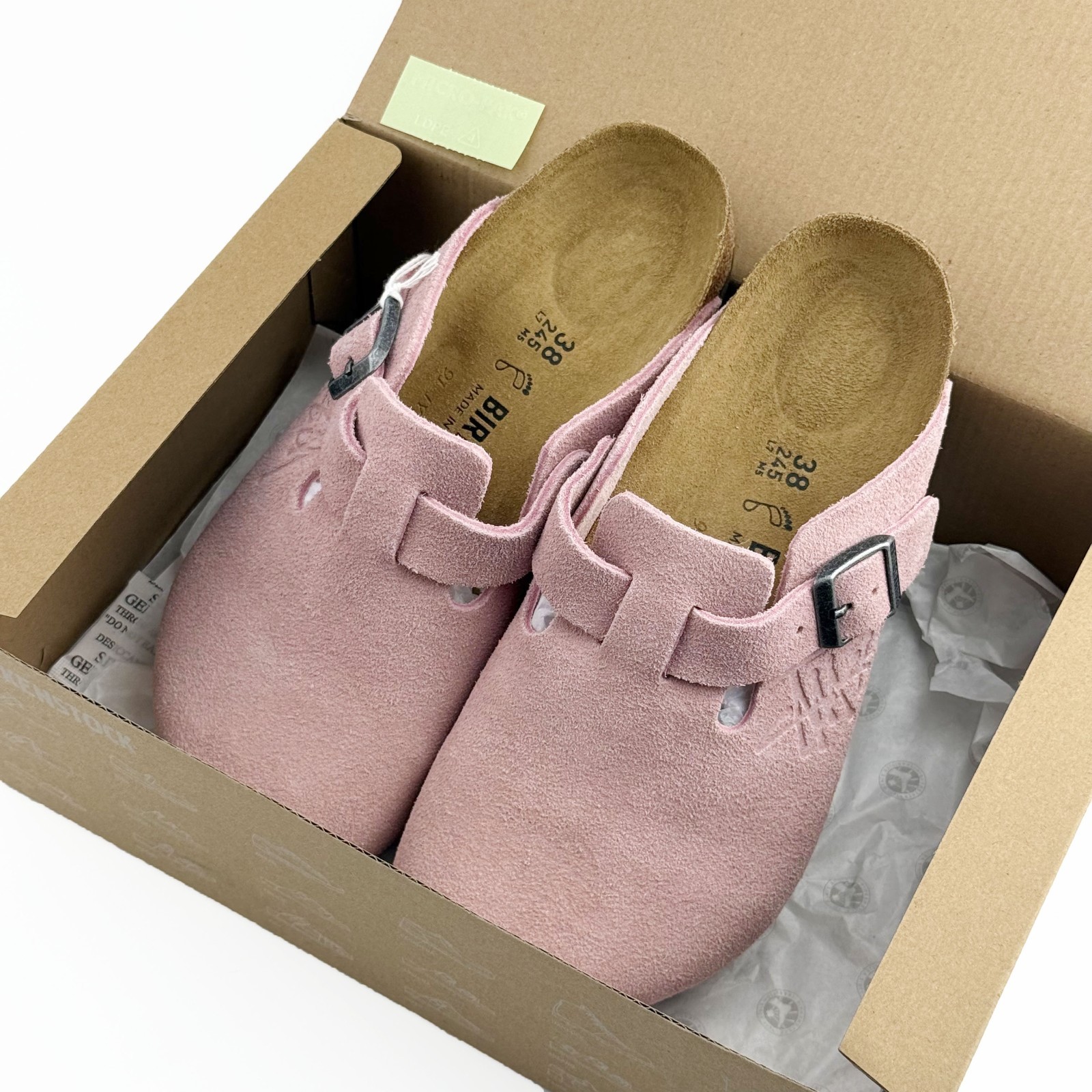 Birkenstock Boston X Stussy Suede Comfort Clog Pink Women’s and Men’s Shoes