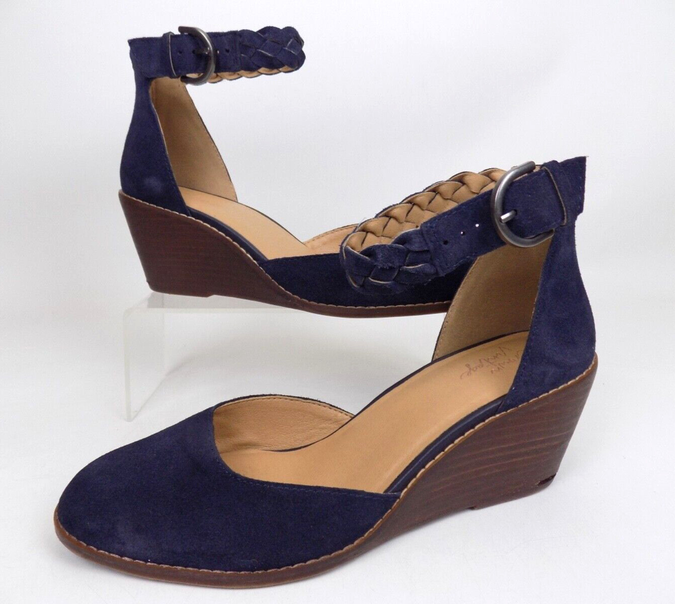 CROWN VINTAGE Women Lorelee Wedge Ankle Strap Comfort Shoes Size 8.5 M, Blue