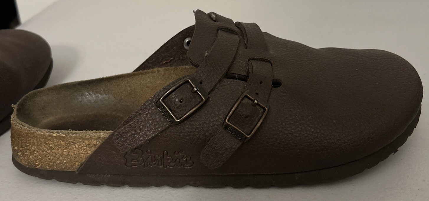 Birkenstock Birki’s Brown Leather Slip On Clog Mules 250 39, US Size L8 M6
