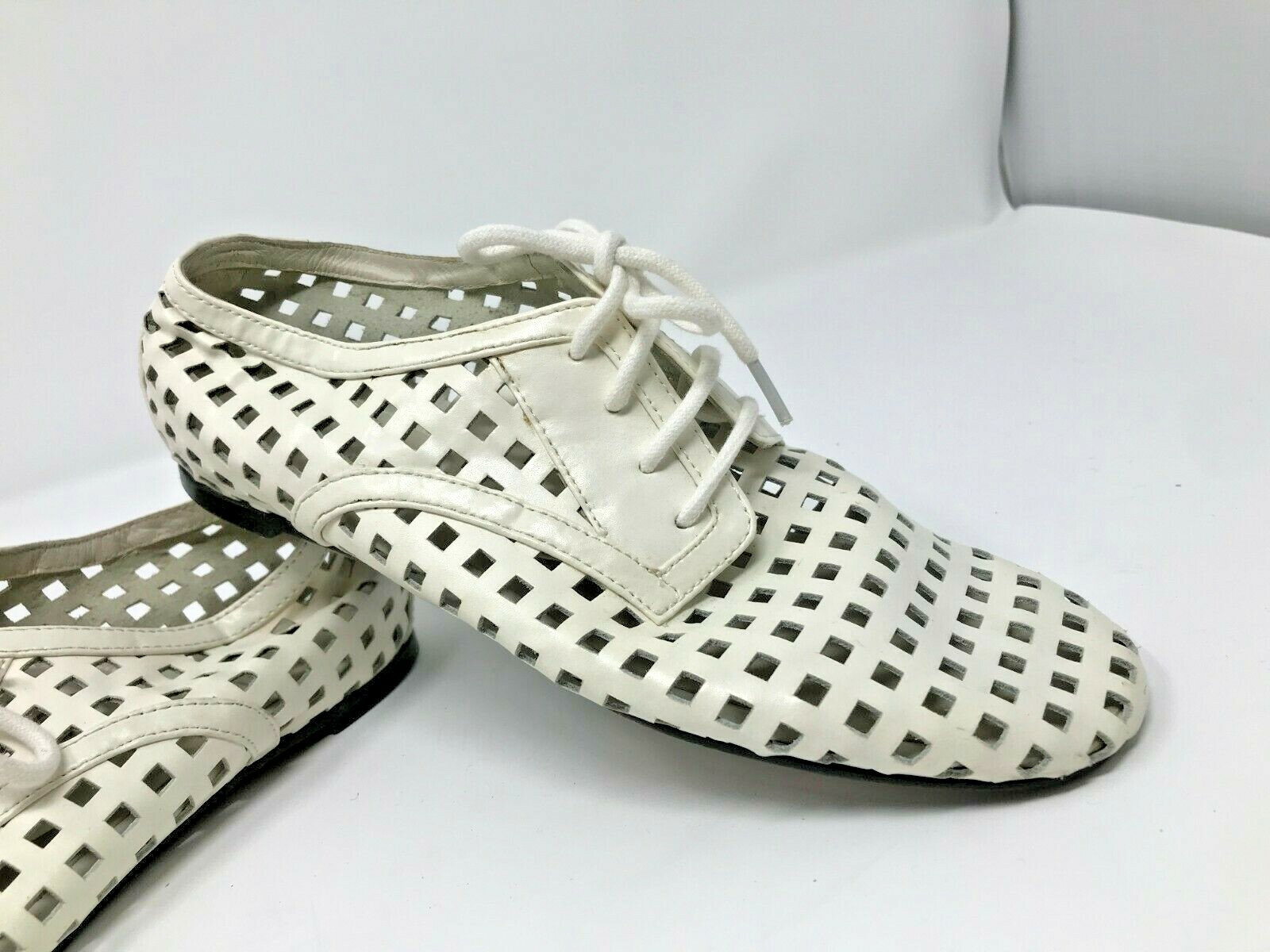 JIL SANDER Navy Womens Laser Cut Leather Lace Up Oxford Derby Shoes SZ 35 5 lux