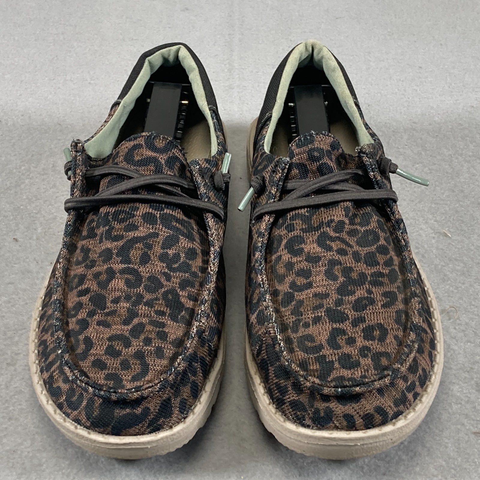 Hey Dude Wendy Sox Shoes Womens 7 Leo Brown Leapord Boat Loafer Moc Toe Slip-on