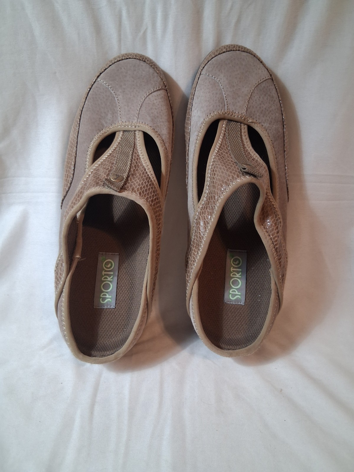 Sporto Katy Tan Suede & Snake Maryjane Mule Sz 8.5