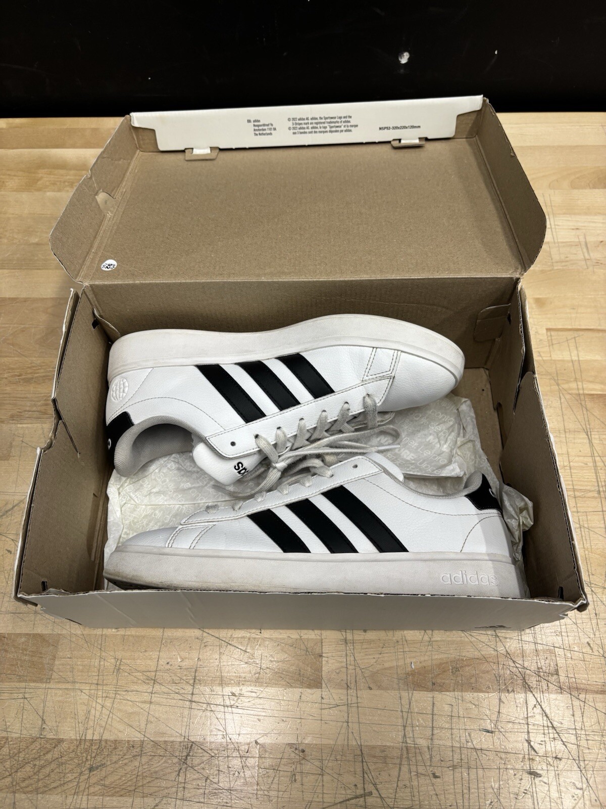 Adidas Grand Court 2.0 Sneakers Shoes White Black Stripes Women’s Size 9 w/ Box