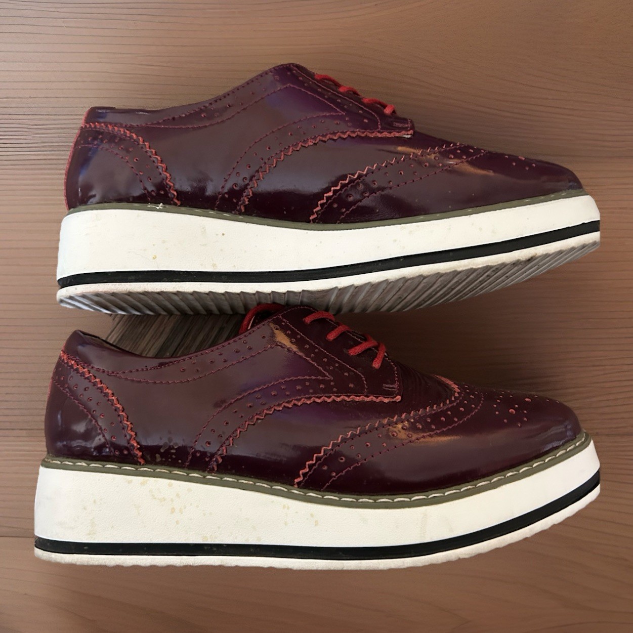 Dadawen Plum Platform Oxford Women’s Size 41 Red Laces