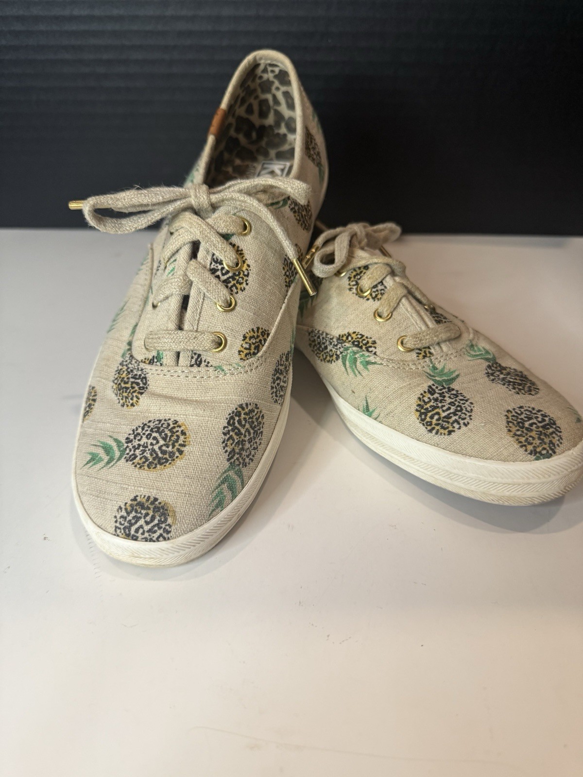 Keds Champion Lace Up Sneaker Fruity Pineapple Beige Sz 7 Canvas