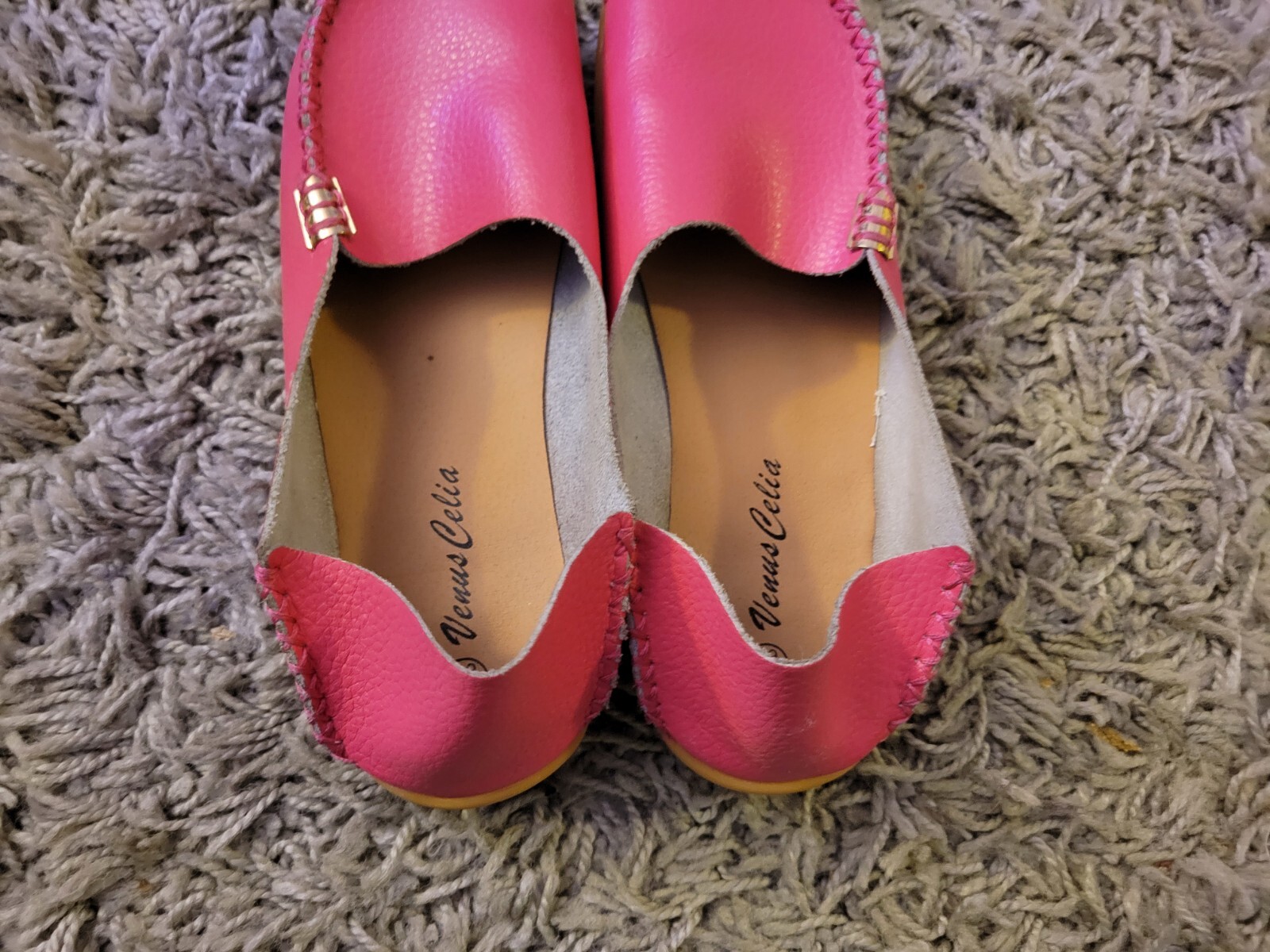 🔥Venus Celia Hot Pink Leather Comfort Womens Walking Driving Loafer Shoes Sz 39