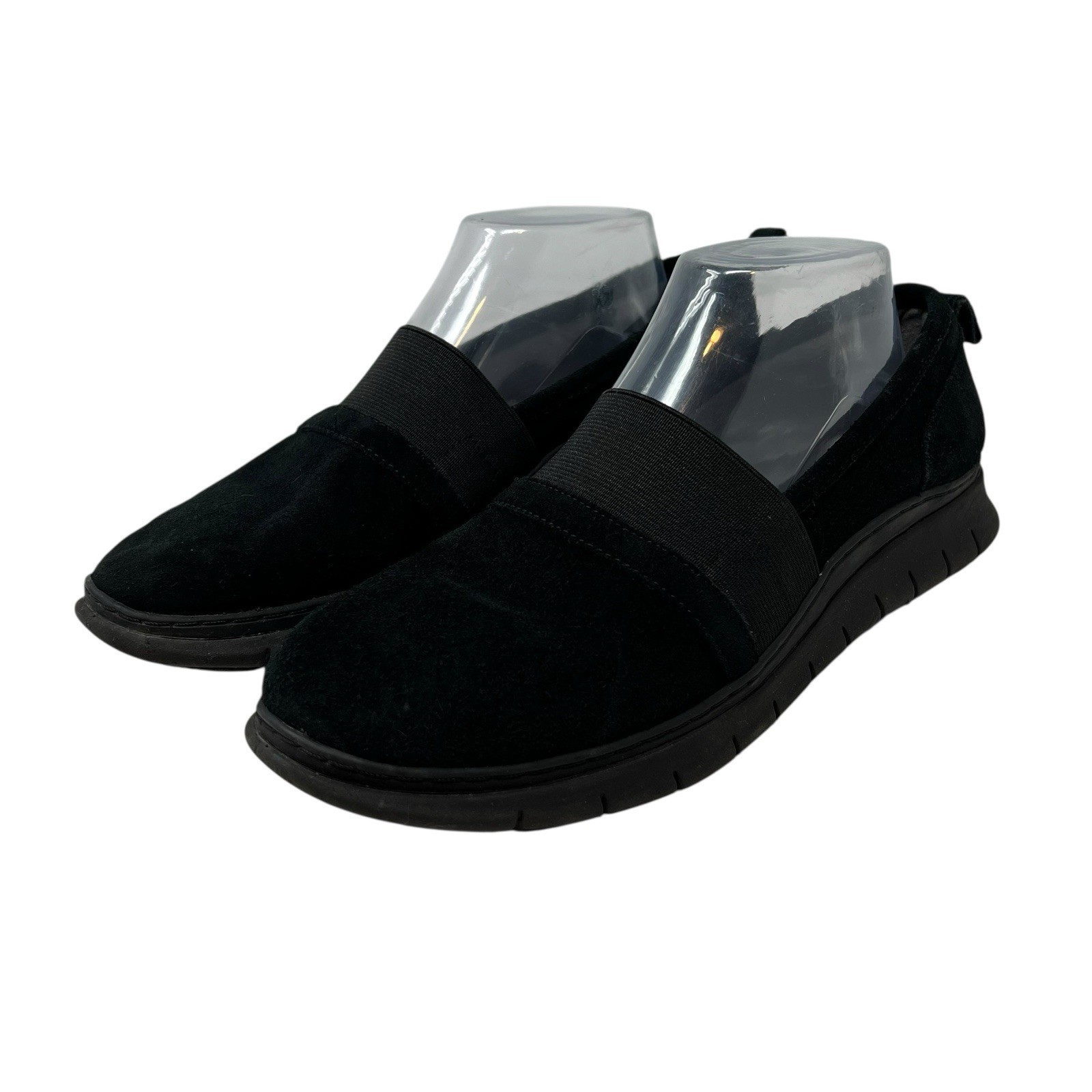 Vionic Kristi Black Suede Comfort Slip On Loafers Shoes Stretch US 8.5 EU 40