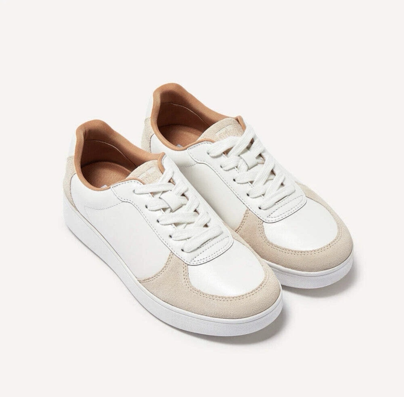FitFlop Rally Leather And Suede Panel Ladies White & Paris Grey Leather Size 8