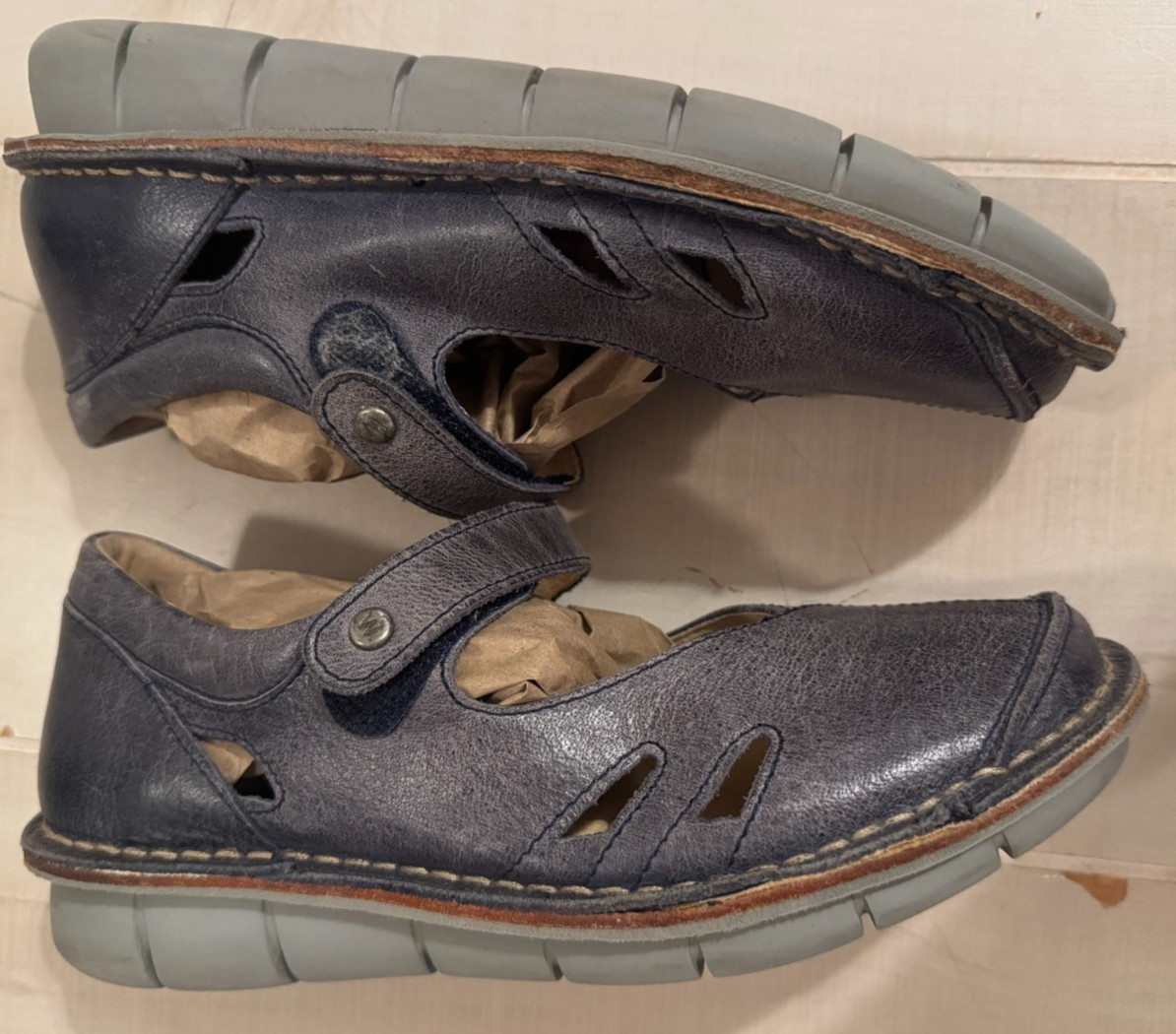 Wolky Maryjane cloggy leather clog hook & loop gray blue shoes 39 US 8 women’s
