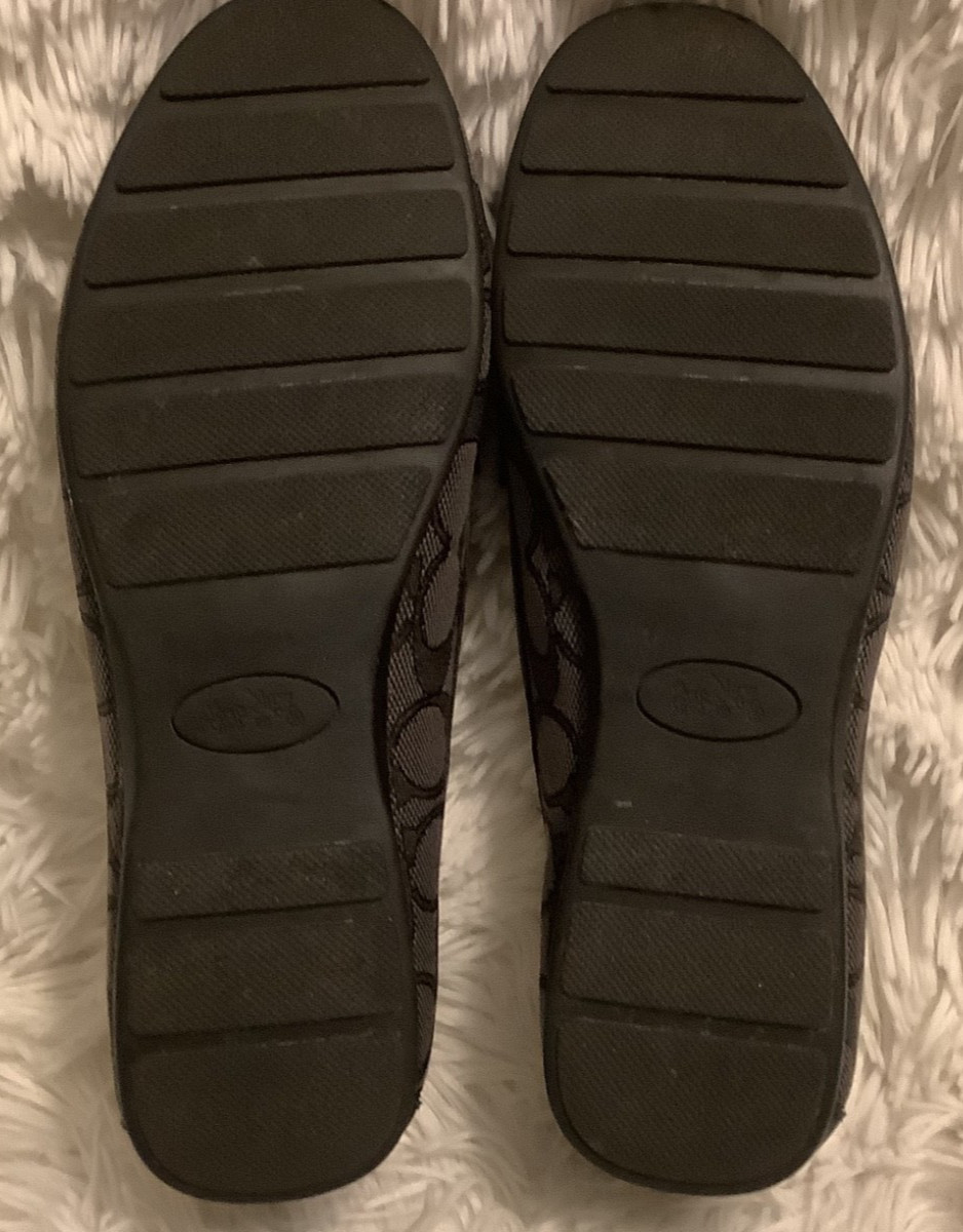 NEW COACH OUTLINE SIGNATURE C JACQUARD Driver Loafers BLACK SMOKE SIZE 36