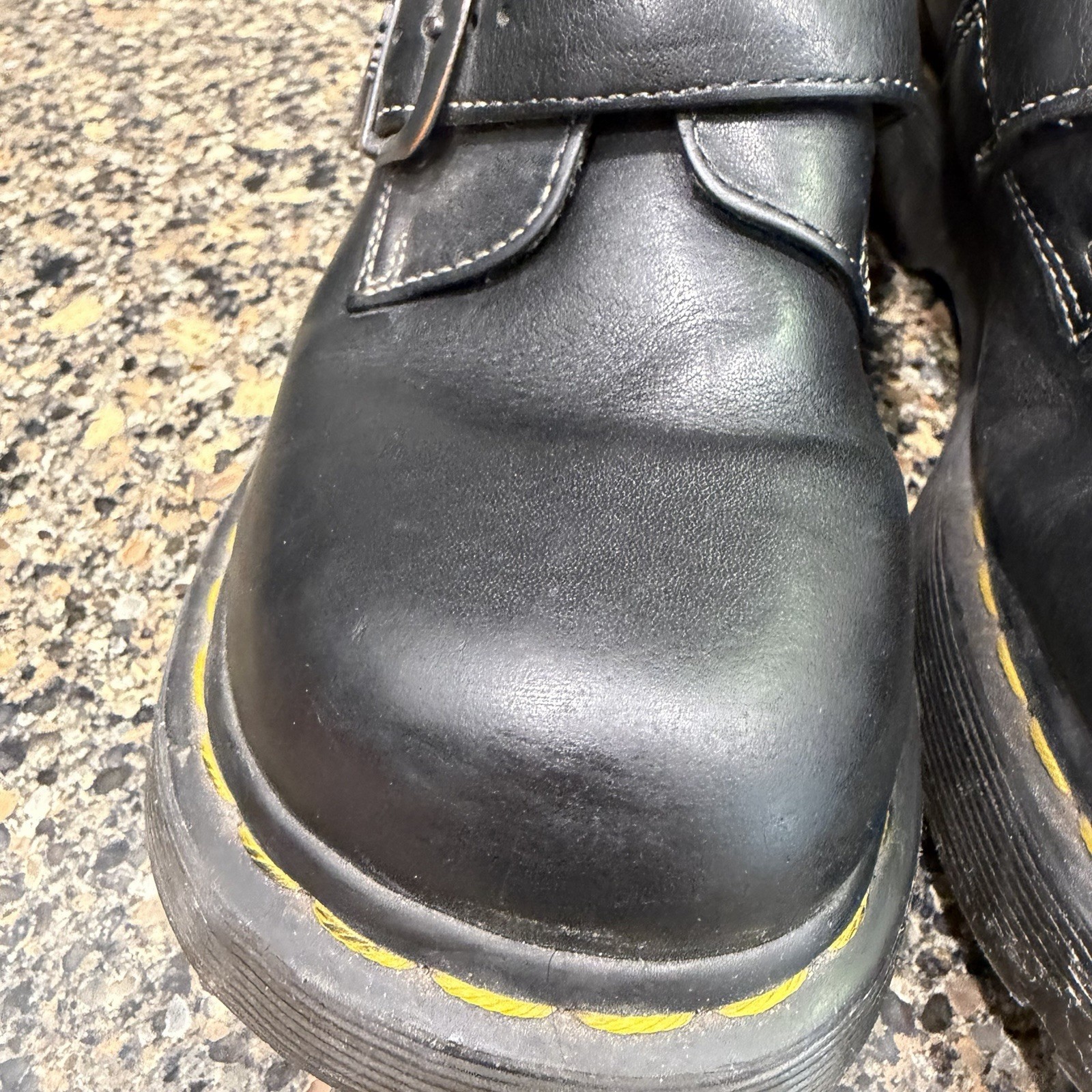 Dr. Martens 3A78 Monk Strap Shoes Women 7 Vintage Leather Contrast Stitch