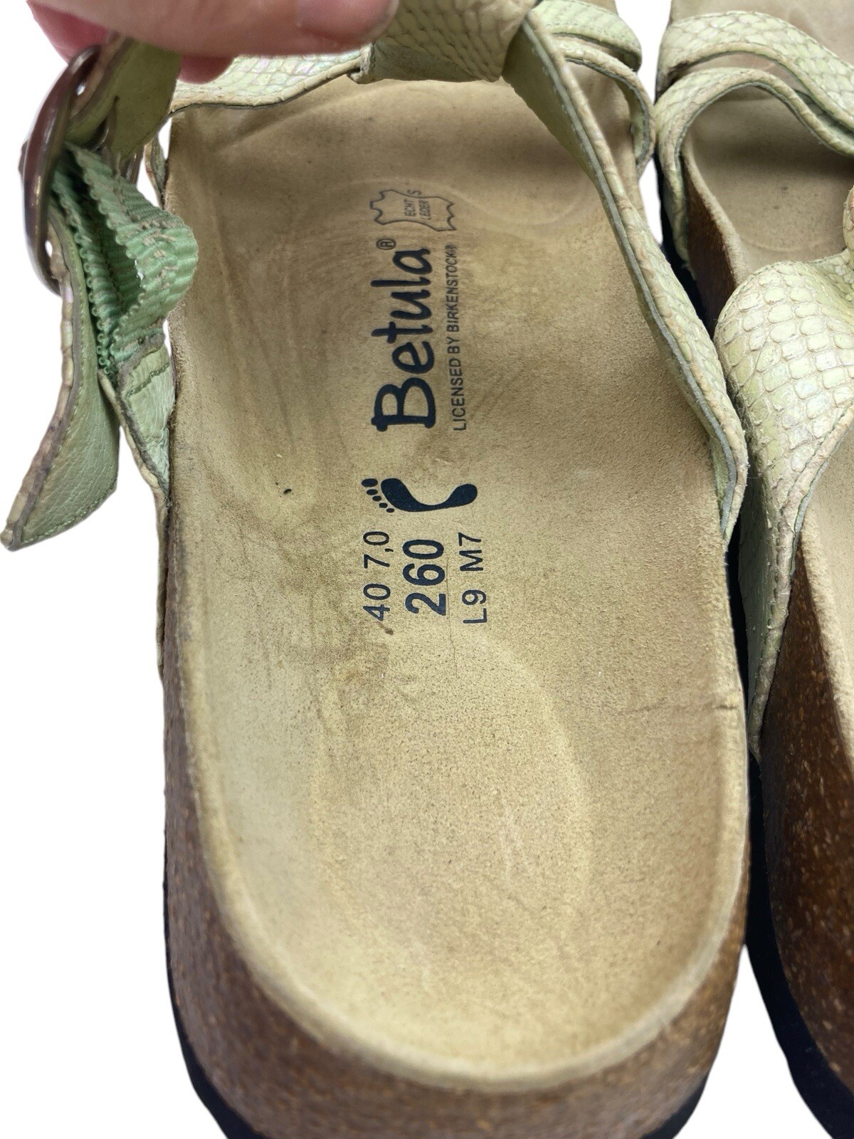 Betula Sandals Womens 9 Ivory Metallic Green Jewels Boho Resort Beach Whimsical