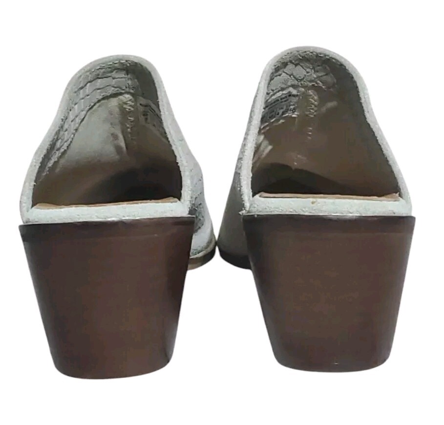 Musse & Cloud Helen Mule Size 38 US 7 Beige Leather Textured Suede 2.5″ Heel