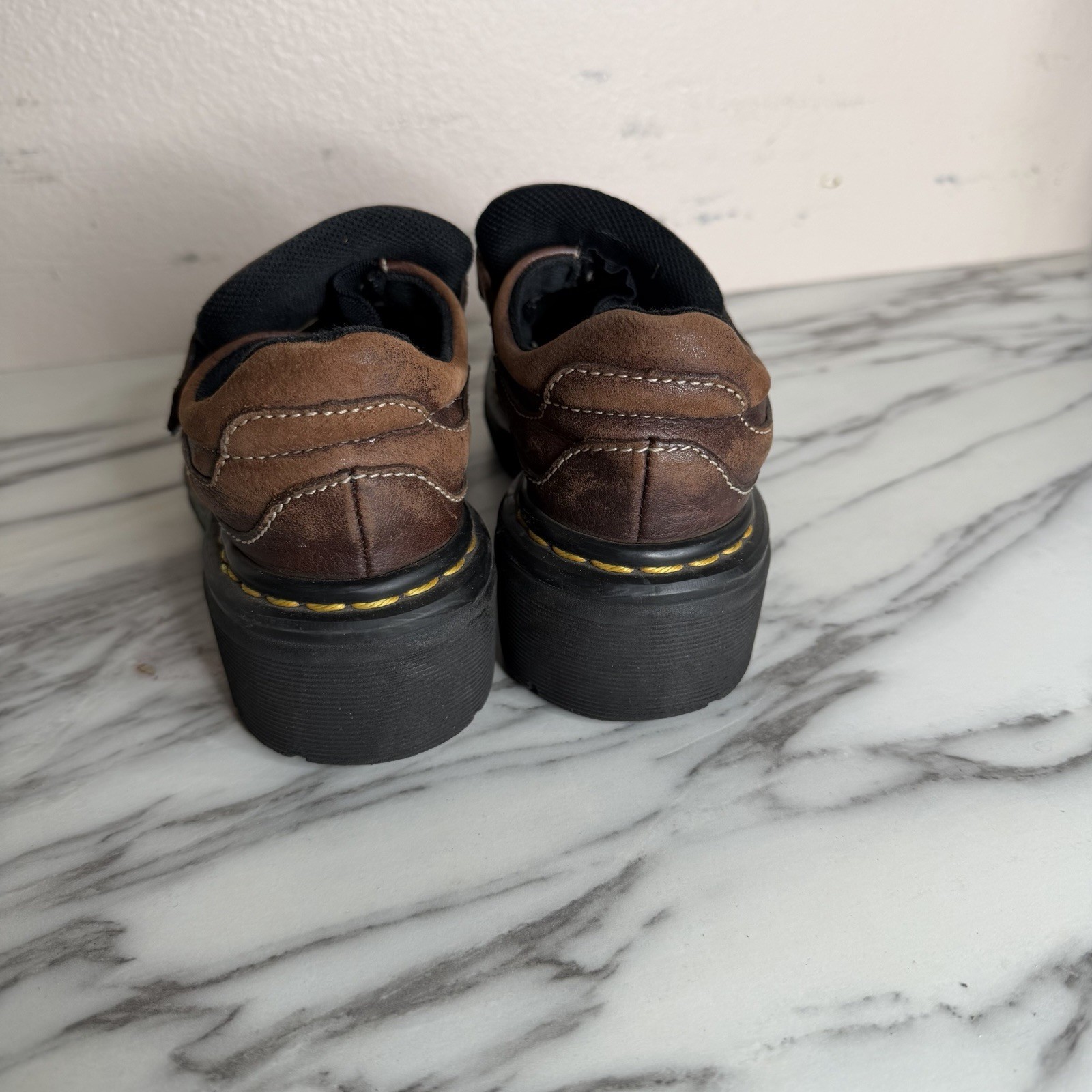 Dr. Martens 9288 UK4 Brown Leather Monk Strap Comfort Loafers Chunky VTG 90s Y2K
