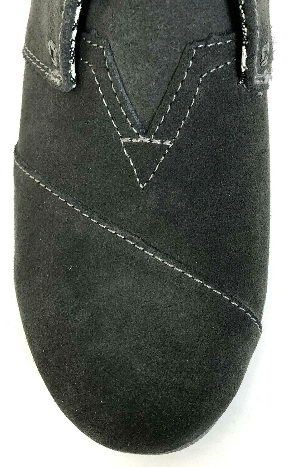 TOMS Womens Desert Suede 2.45″ Wedge Ankle Bootie Size 10 Dark Gray Lace Up EUC