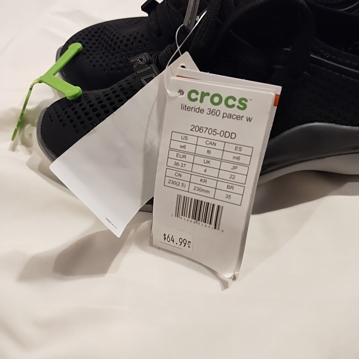 Crocs Lite Ride Unisex Shoes Black Size 6 NWT