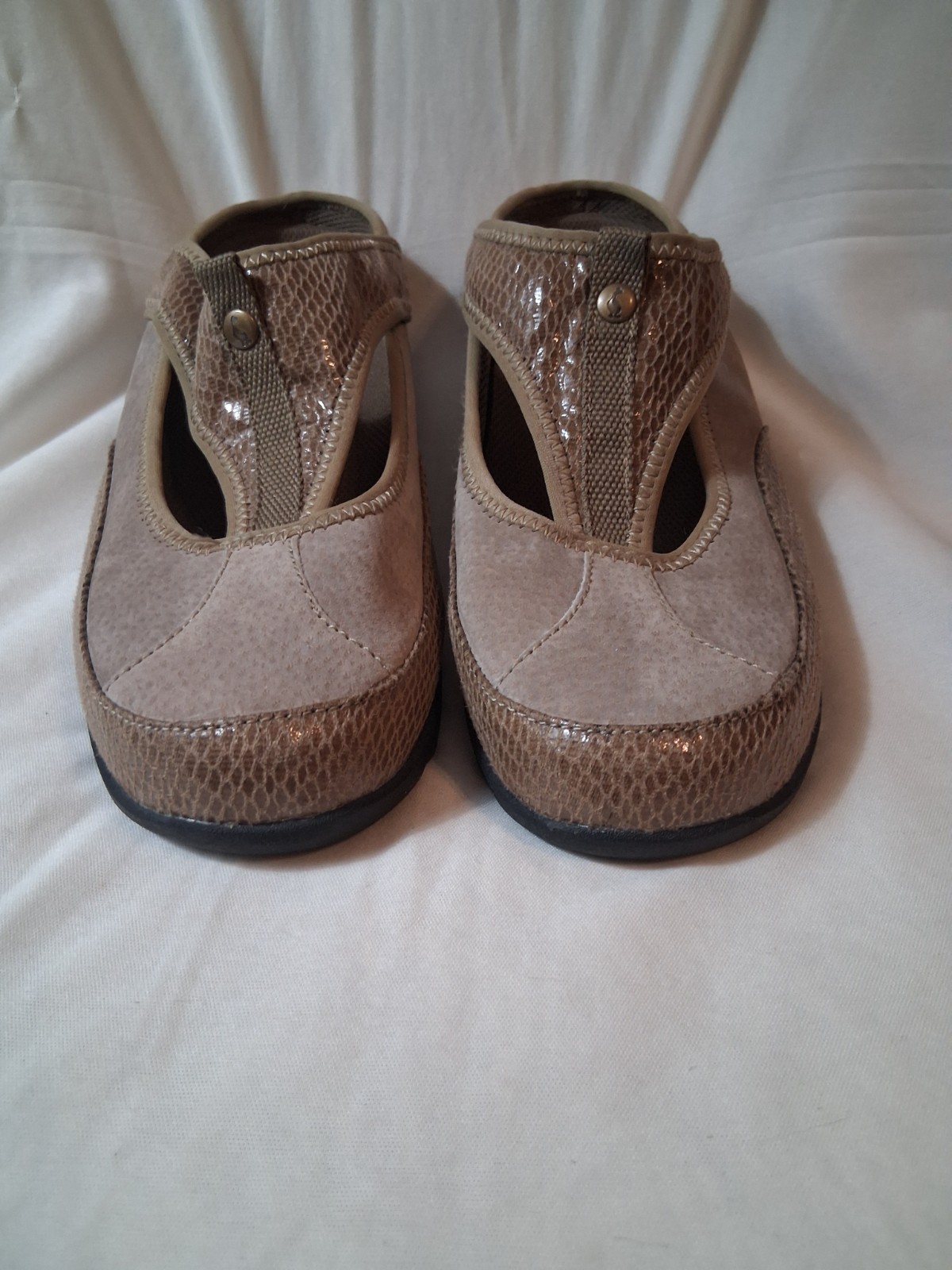 Sporto Katy Tan Suede & Snake Maryjane Mule Sz 8.5