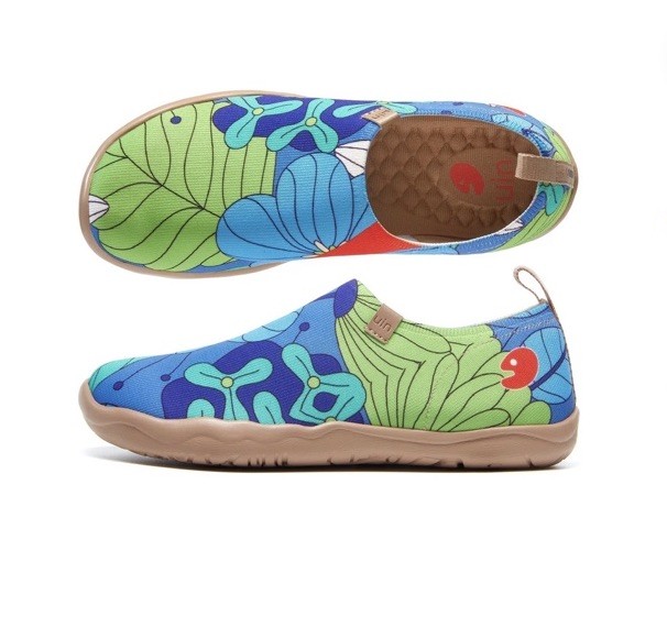 UNI INDIGO FLORAL DREAM TOLEDO A1 WOMEN Sz 7.5 Slip on Casual Traveling Shoes