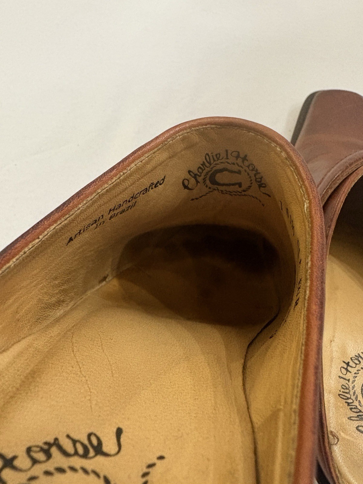 CHARLIE 1 HORSE LEATHER SLIP ON MULE BRAZILIAN WESTERN SHOES SZ 7.5 B