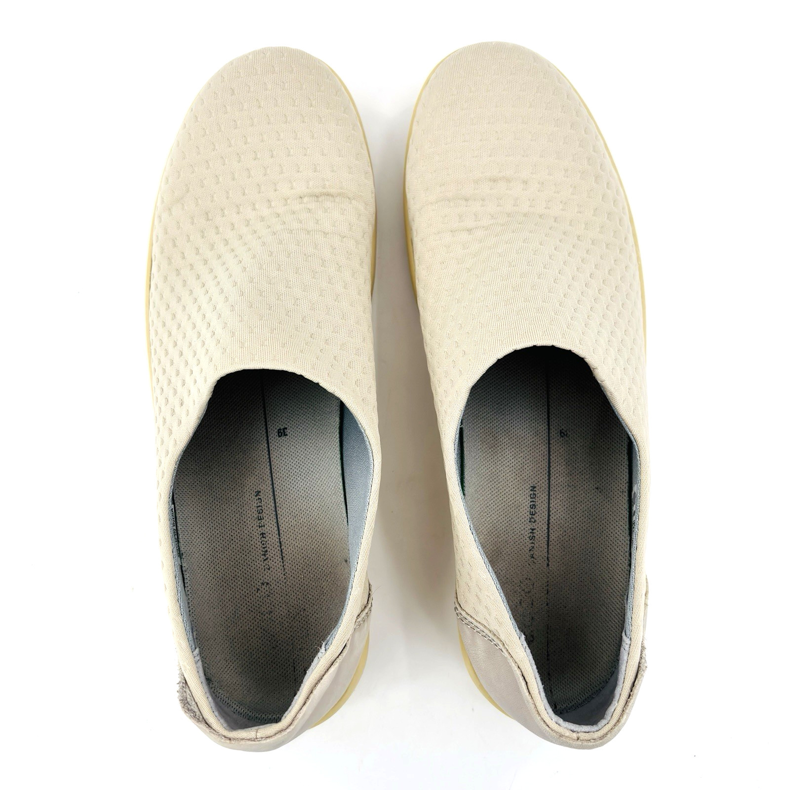 Womens 8-8.5 39 Ecco Soft 2.0 Slip On Sneakers Soft Stretch Walking Shoes Beige