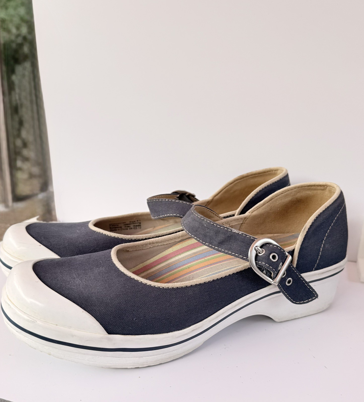 Dansko Vegan Navy Blue Canvas Mary Jane Clogs Slip Resistant 41 6606540100