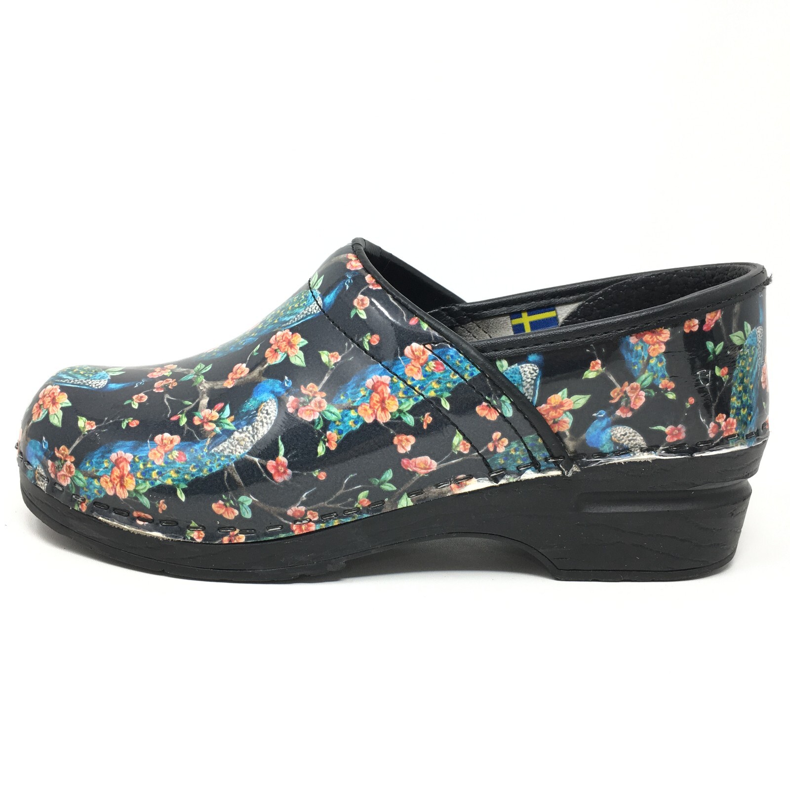 Bjork Clogs Loafers Shoes Womens Size 7-7.5 US 38 EU Peacock Floral Leather