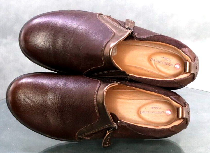 Clarks Unstructured Women’s Mary Jane Loafers Comfort Shoes Size 7 Leather Brown