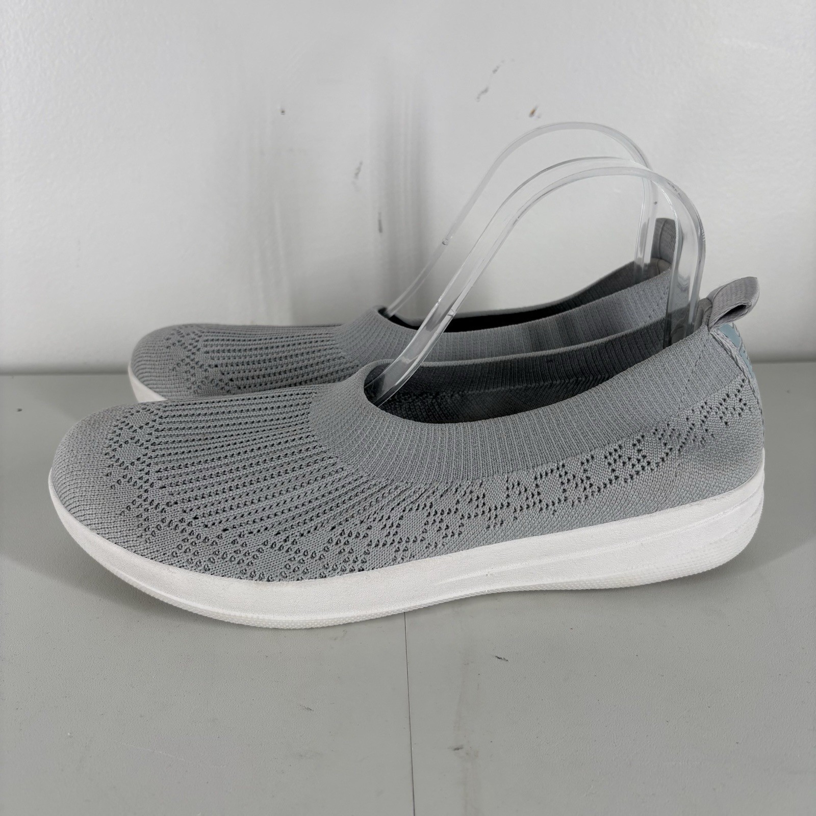 FitFlop Women Size 9 Gray Comfort Stretch Uberknit Slip On Ballerina Flats