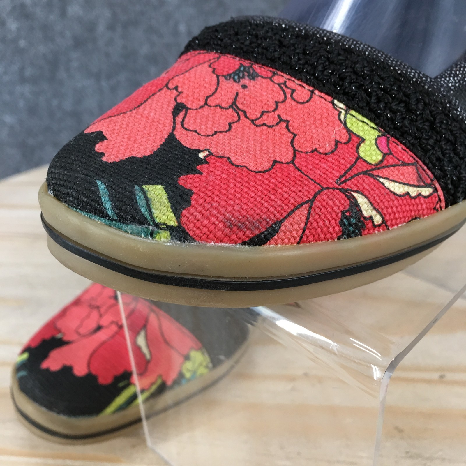 Sak Roots Shoes Womens 7 Casual Slip On Floral Loafer Flats Black Multicolor
