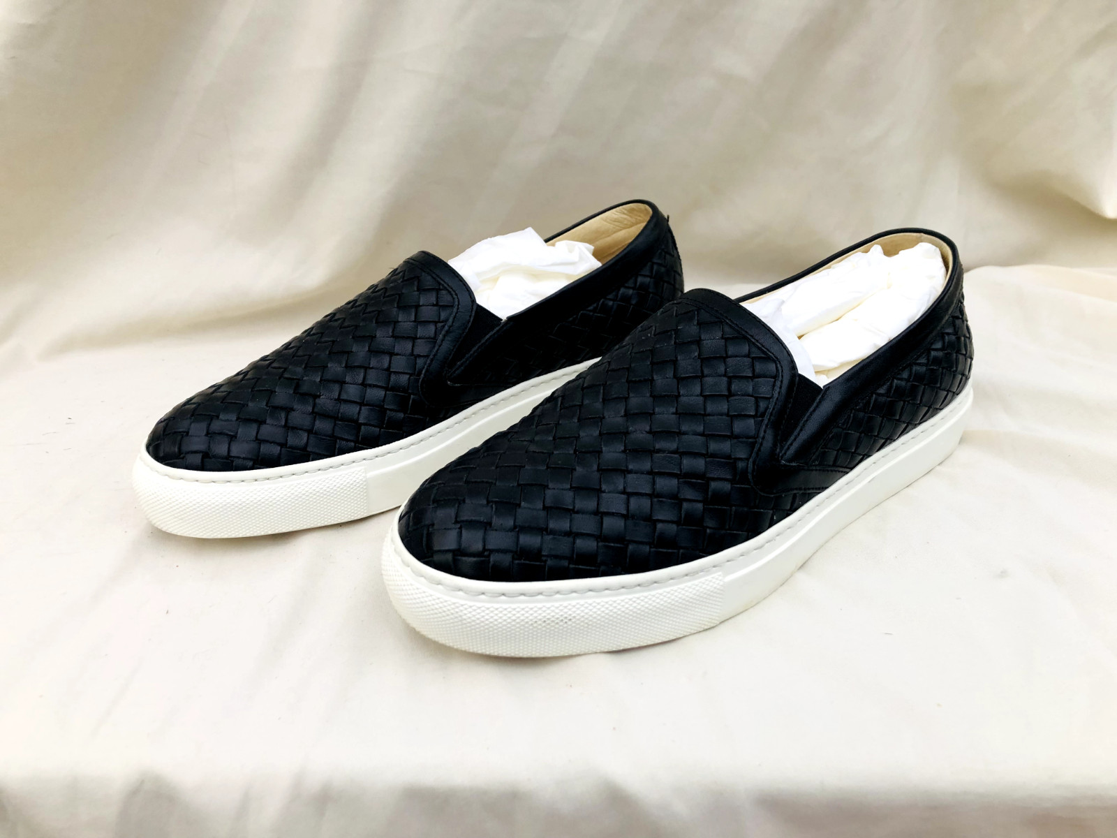 M. Gemi Cerchio Due Slip-Ons Woven Black Leather Sneakers US 8 EU 38.5