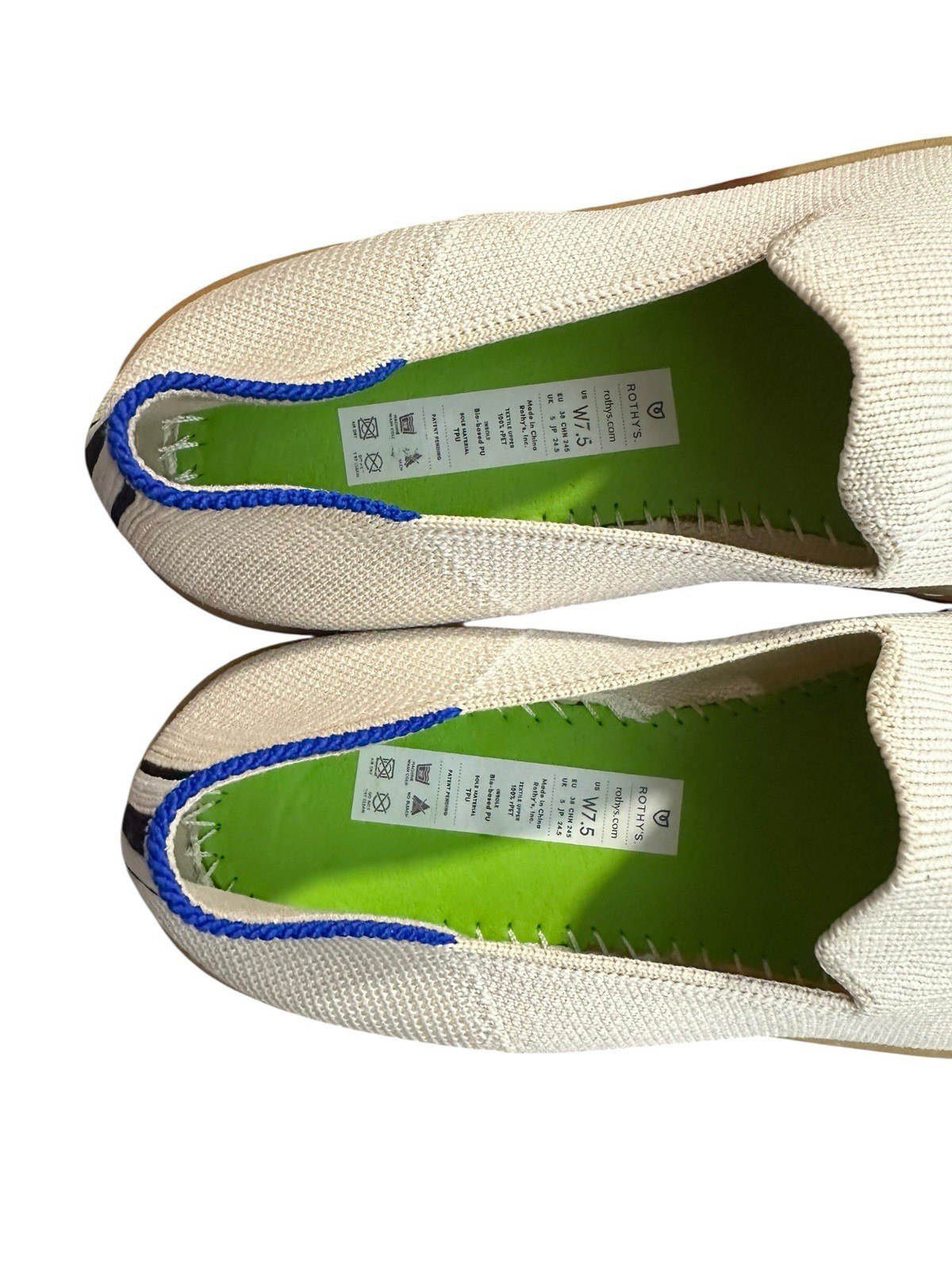 Rothy’s The City Slip On Sneakers Womens Size 7.5 Ivory Comfort Flat Gum #S65-1