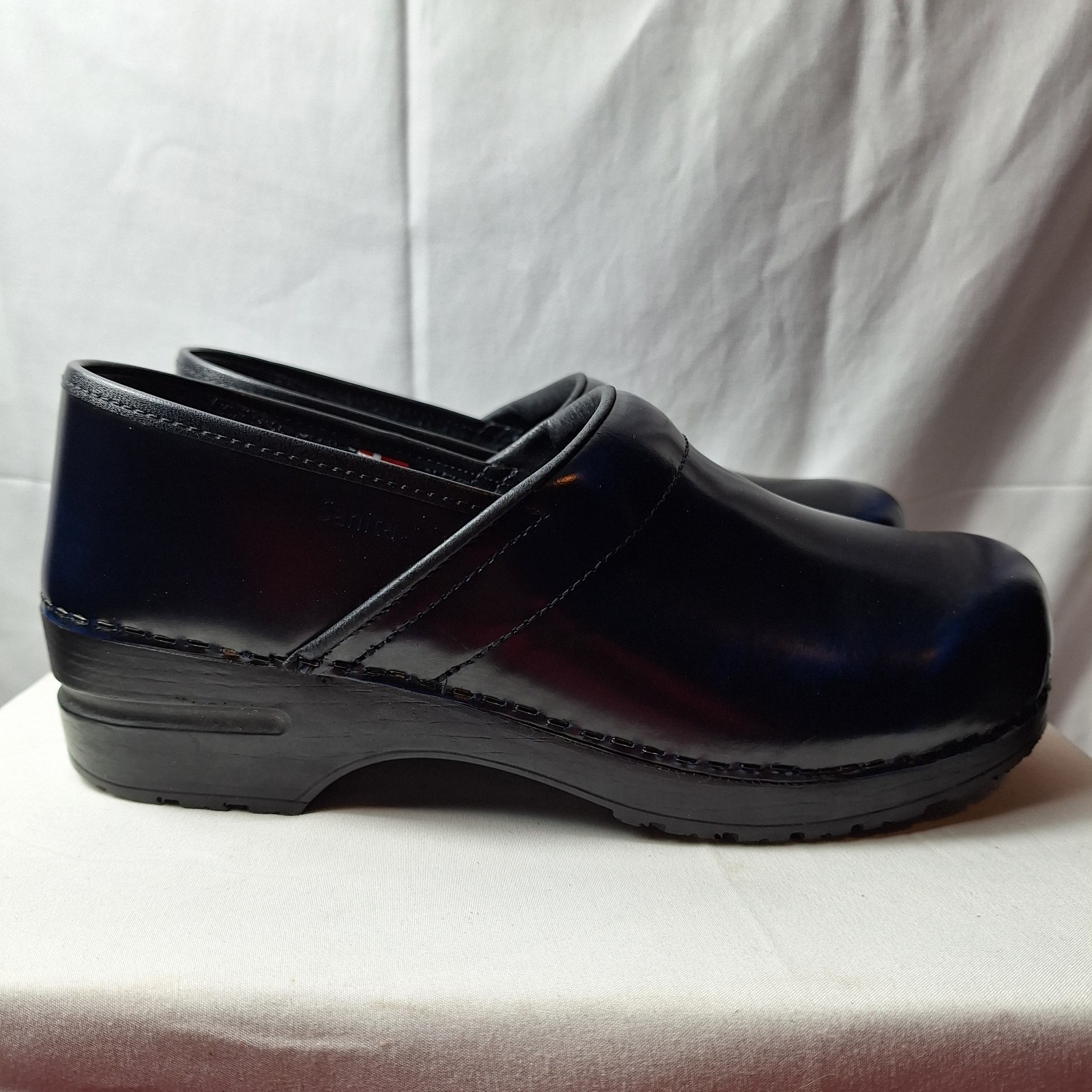 SANITA The Original Danish Clogs Work Sz EU/42 US/11 Navy Blue Leather Slip-On