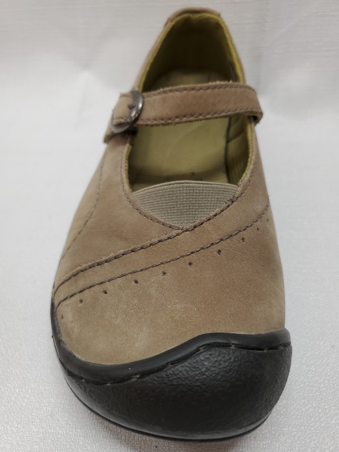 Keen Mary Janes Lug Comfort Taupe Olive Buckle Strap Nubuck Leather EU 38.5 US 8