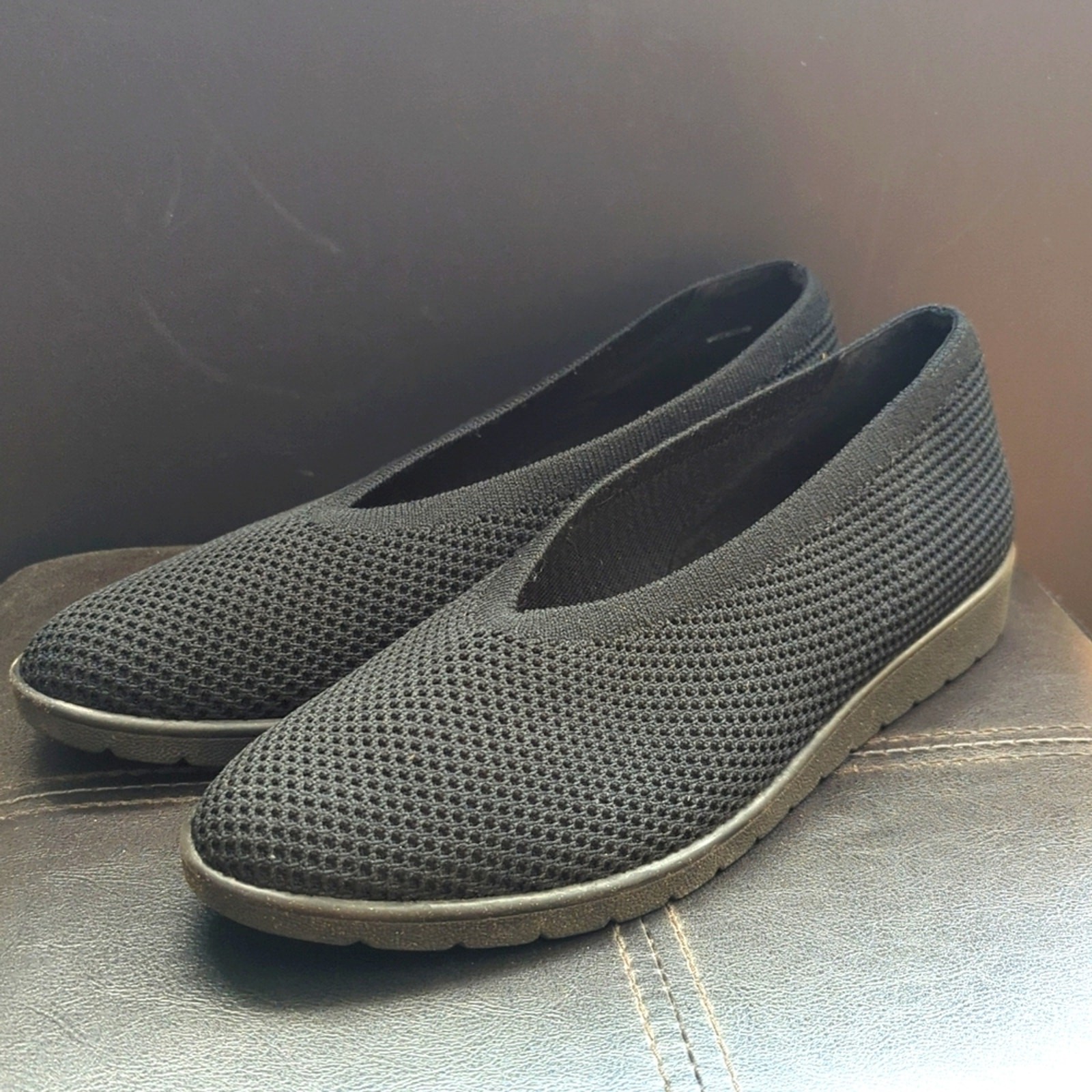 Eileen Fisher Black Heaven Slip On Stretch Knit Comfort Sneaker Size 10