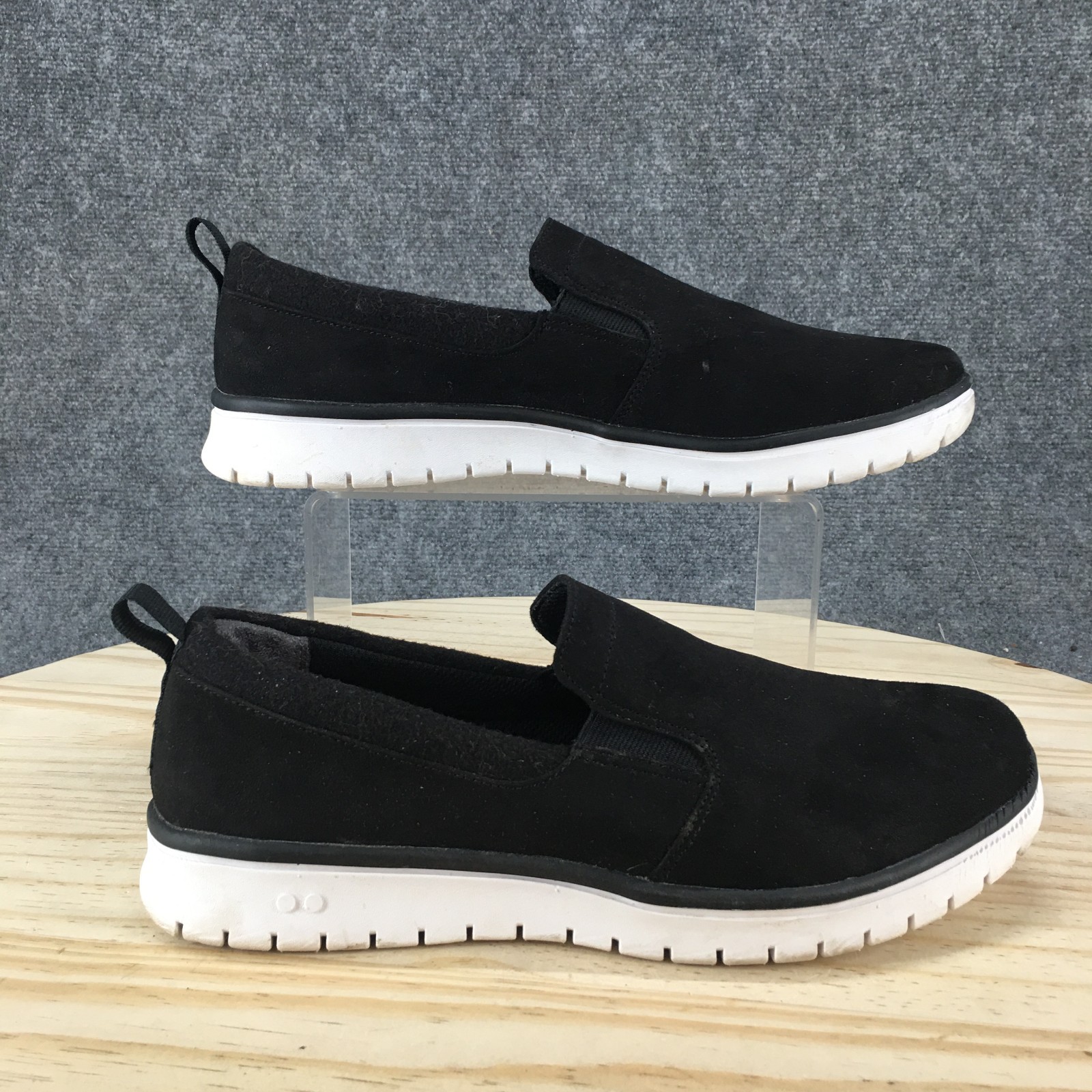 Ryka Shoes Womens 9.5 Wide Loafer Black Fabric Slip On Casual Round Toe Comfort