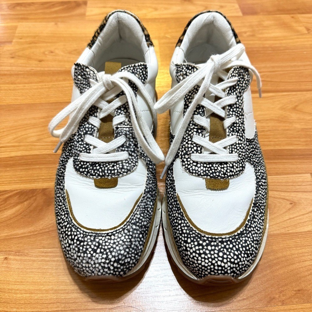 Madewell Leather Suede Ivory & Spotted Size 8M Sneakers Gorgeous & Sanitized