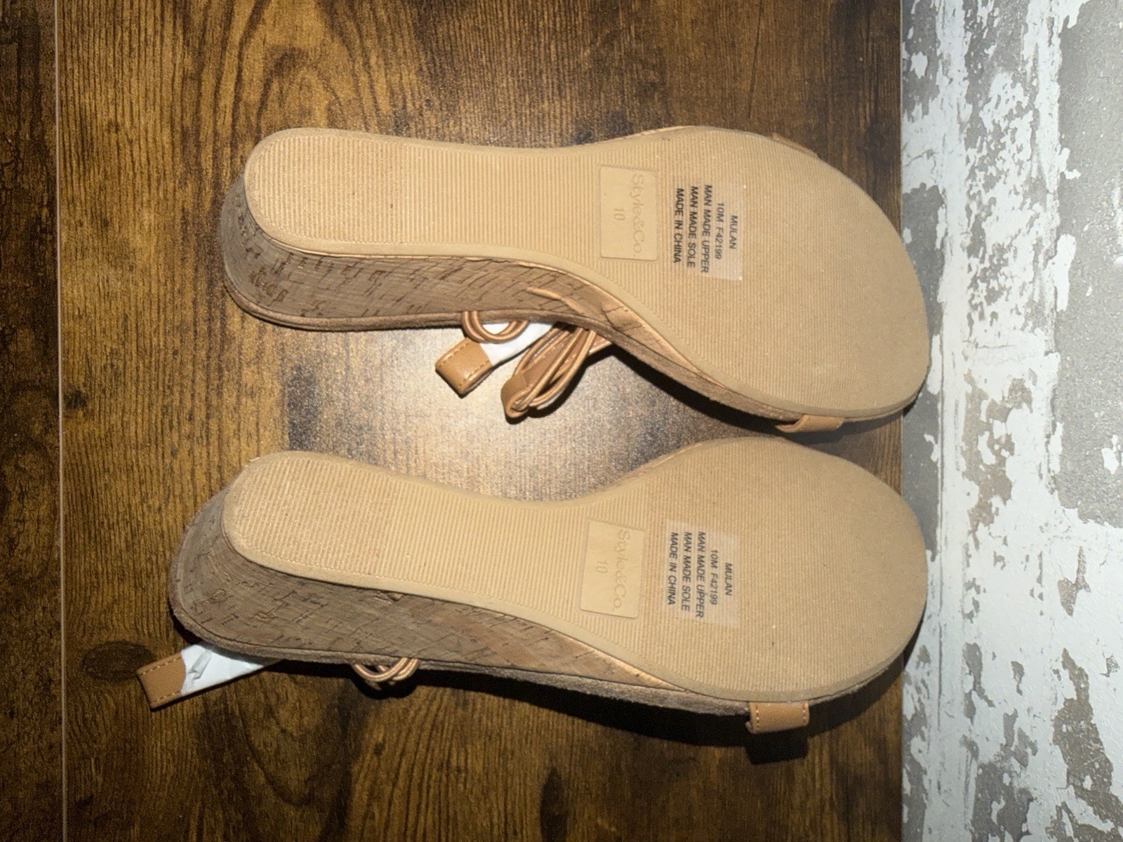NEW! Style & Co Mulan Wedge Sandals Shoes – Cork Textured – Size 10M